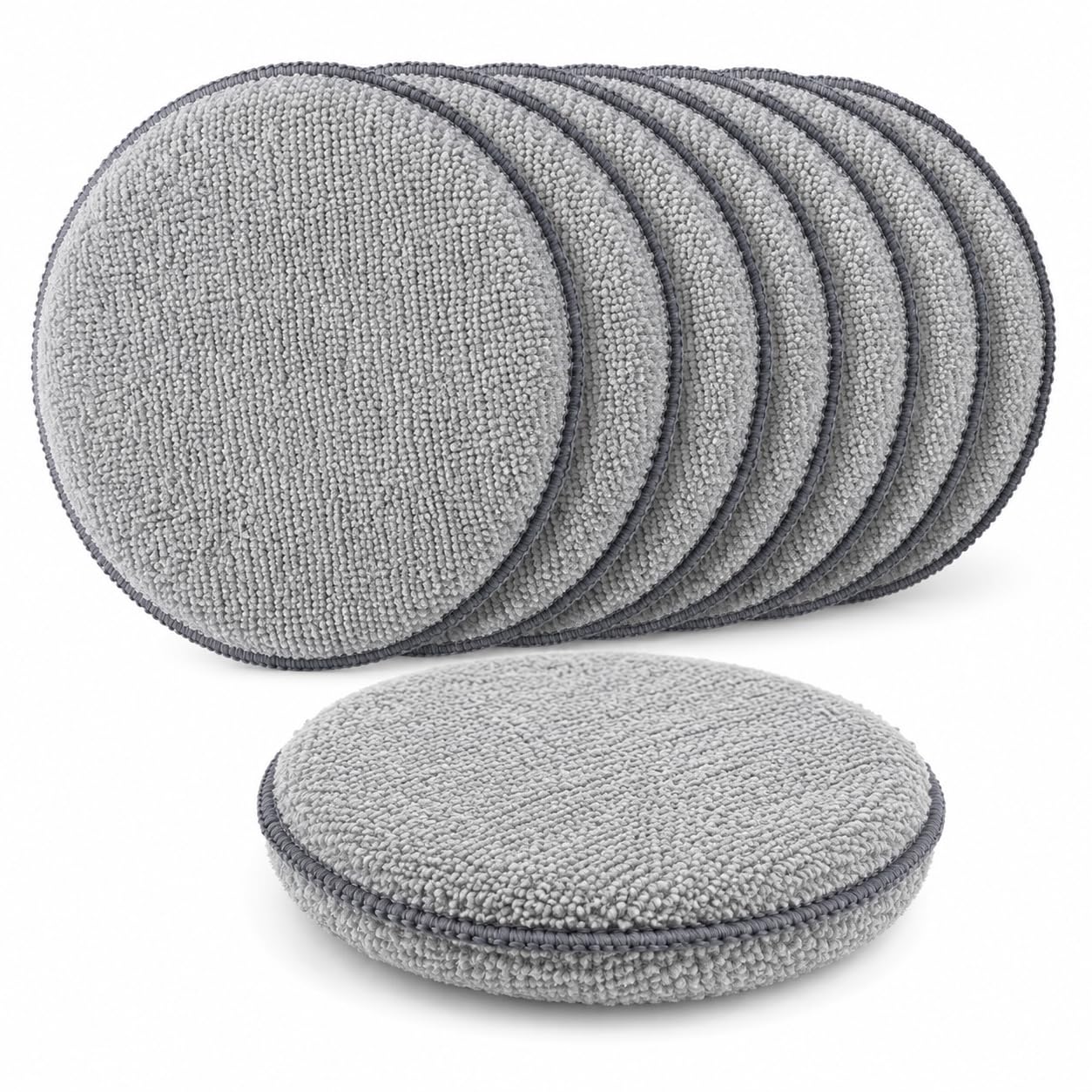 8 Pcs Grey Car Wax Applicator Pads Microfibre Polishing Pads 5 Inch