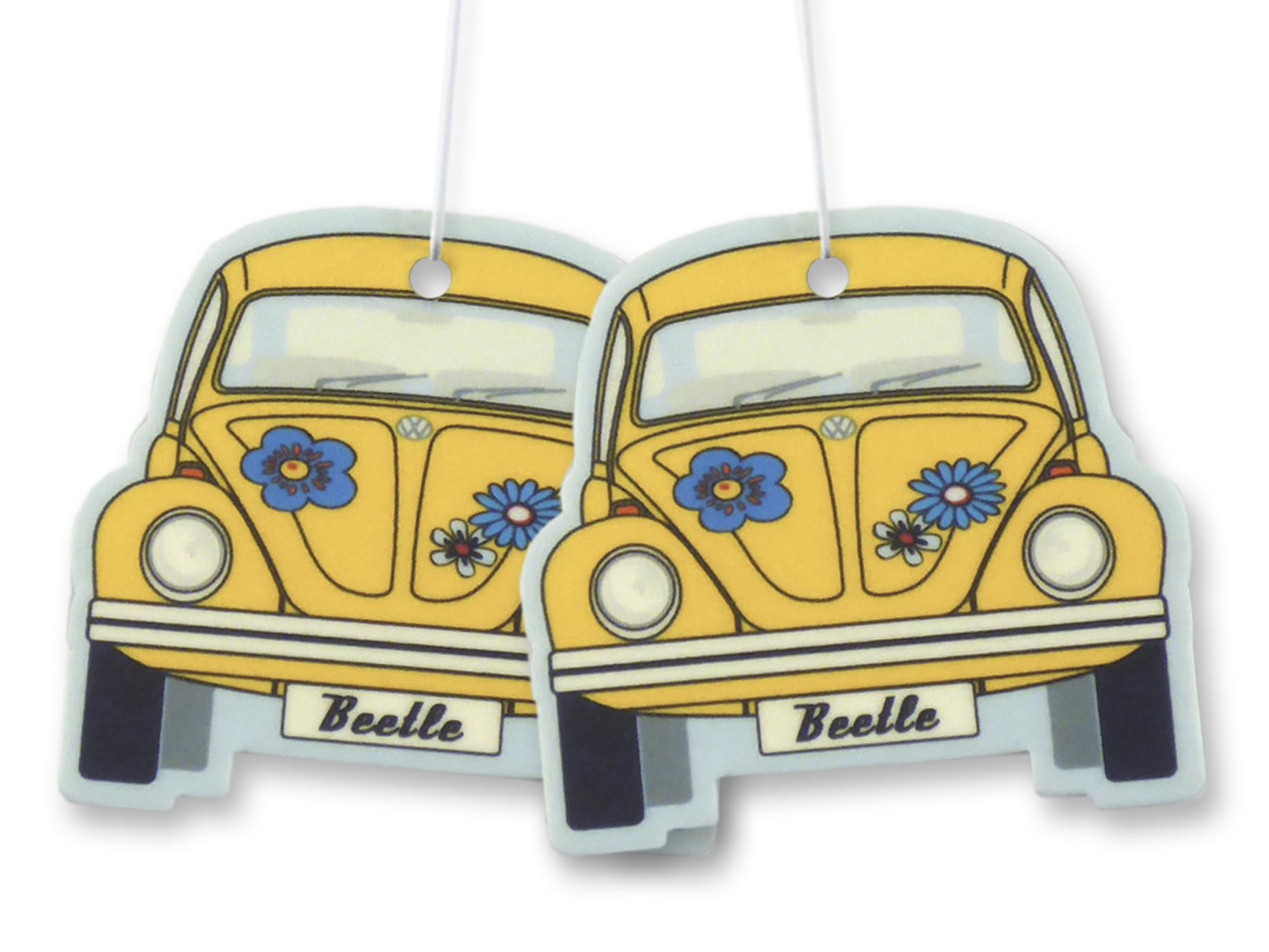 BRISA VW Collection - Volkswagen Käfer Luft-Erfrischer, Duft-Spender, Duft-Baum fürs Auto/KFZ (Coconut/Gelb/2ER Set)