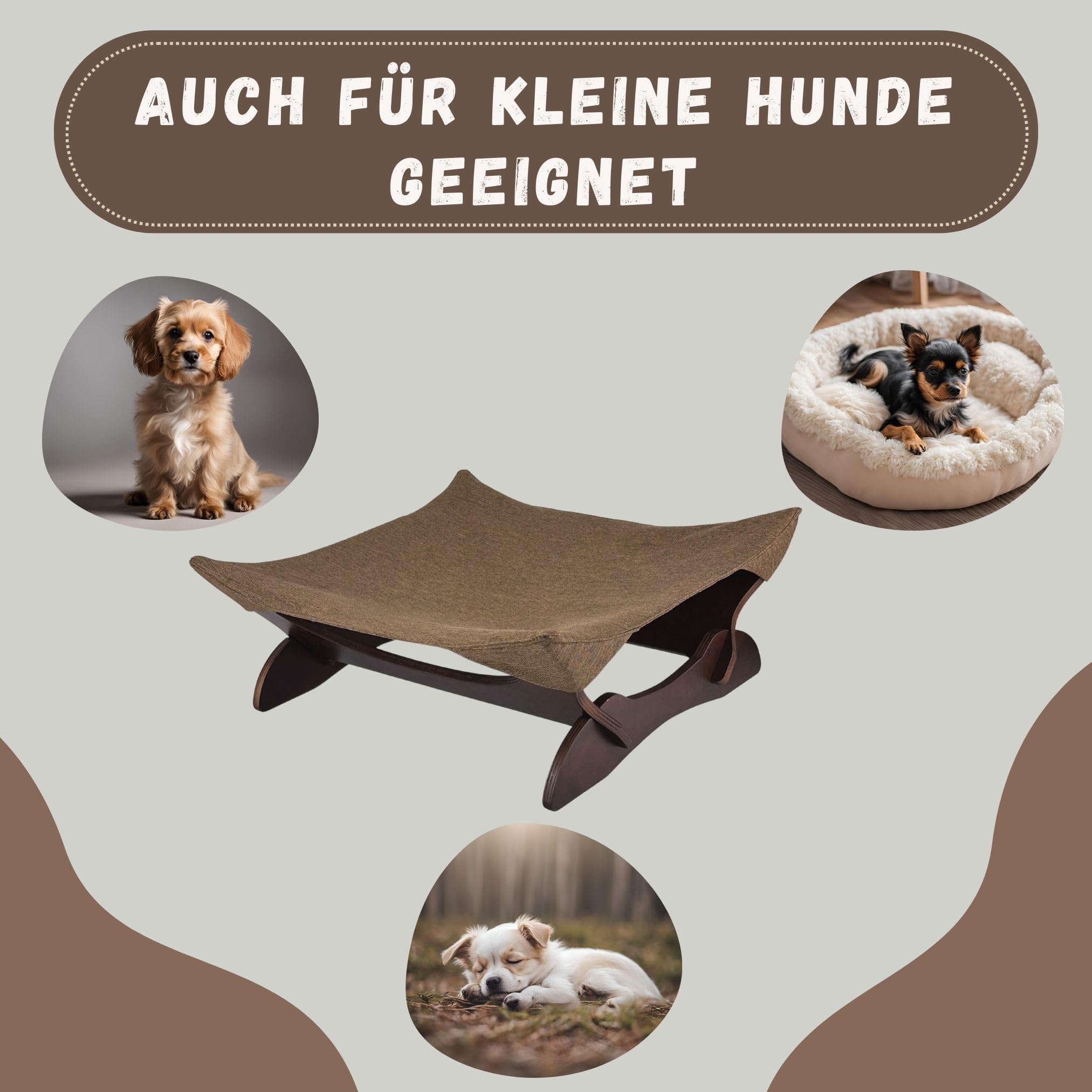 Generisch Katzenbett waschbar als Hängematte freistehend für Katzen oder Hundebett für kleine Hunde der Katzenschlafplatz für Haustiere (Hellgrau)