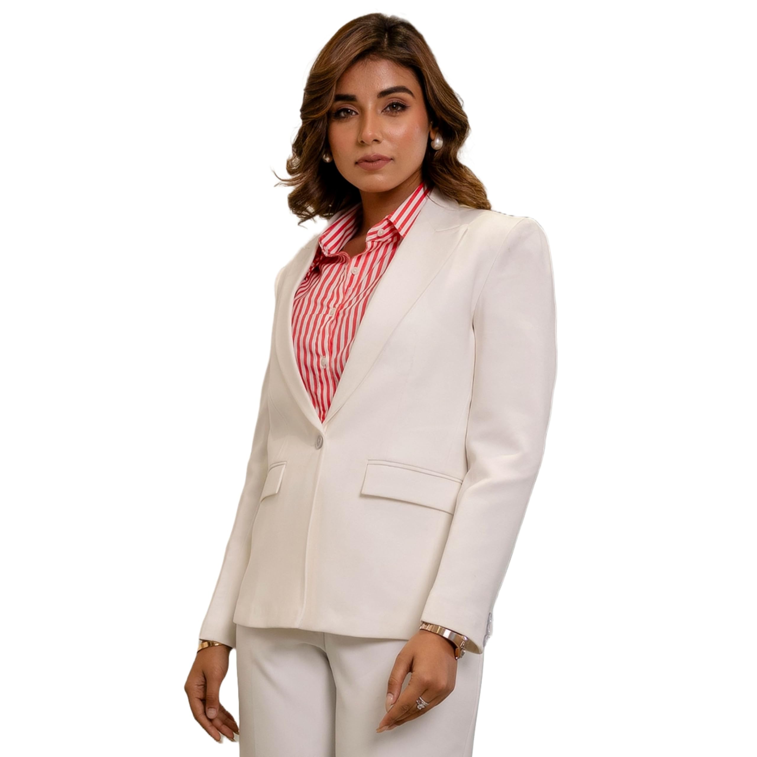 the house of donna Women's Relaxed Fit Single Breasted Blazer, Full Sleeve, Stylish Formal Jacket, 100% Banana Crepe Fabric with 100% Satin Lining, Classic Business Wear, Dry Clean Only Black-picture-20