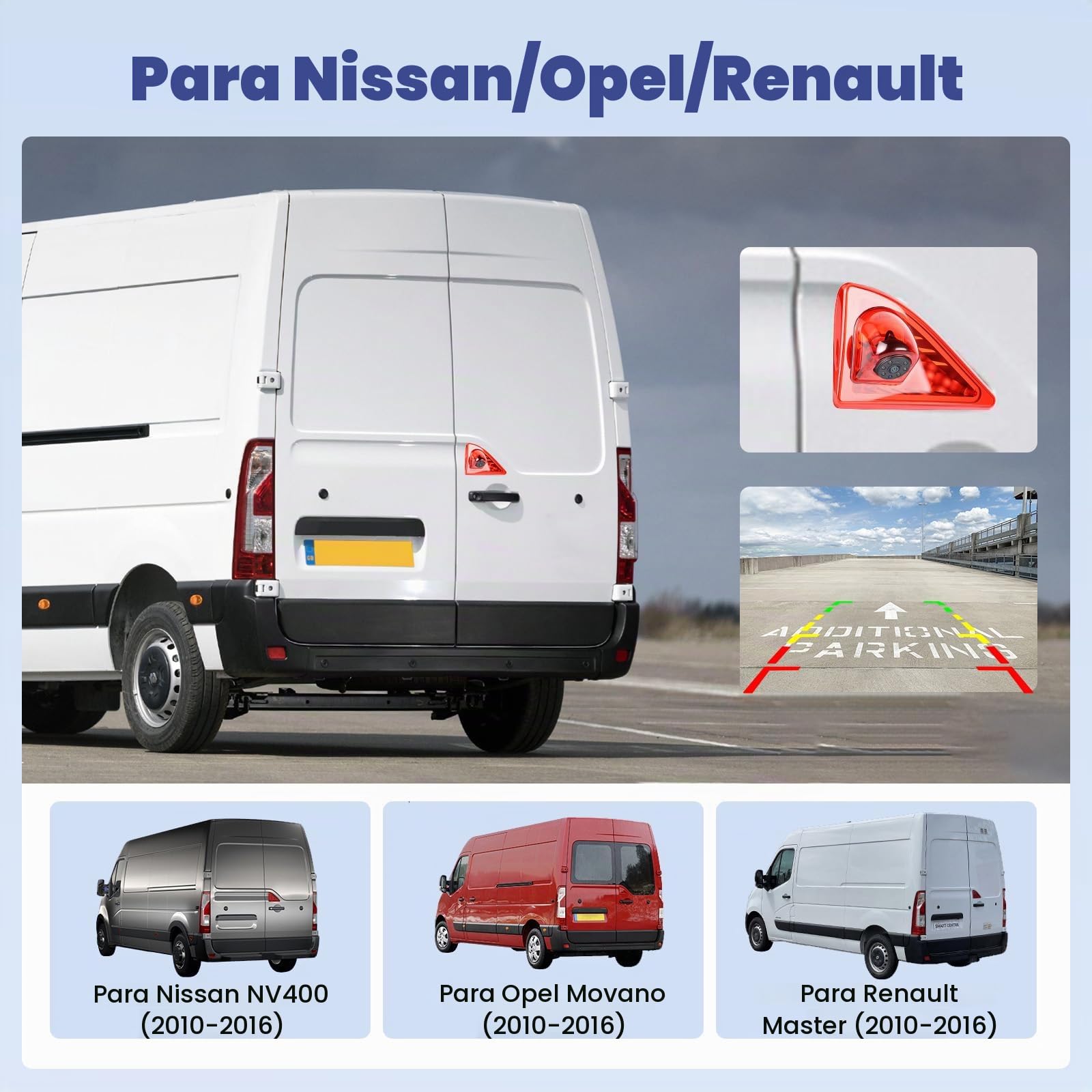 Hikity Cámara Marcha Atrás Renault Master 2010-2016 Luz de Freno