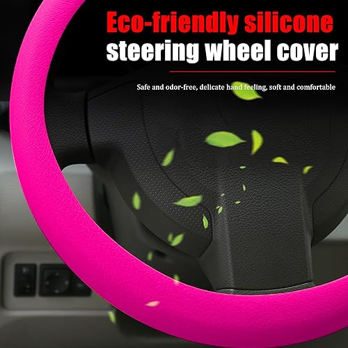 Miniatura 5 de JDDRY Funda protectora para volante de automóvil, protector de silicona para volante de automóvil, ajuste universal, funda protectora para volante