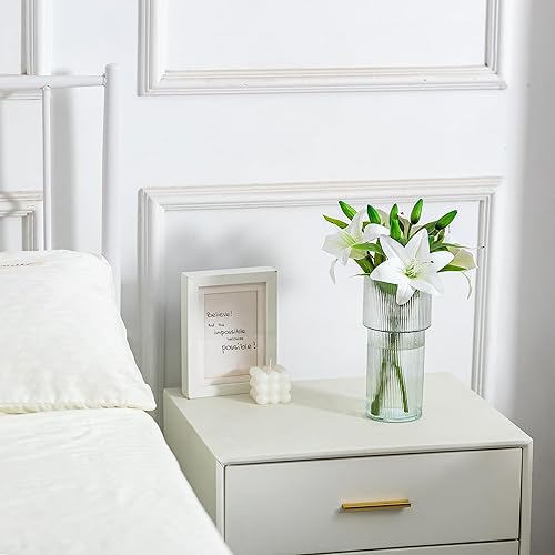 Miniatura 3 de Glasseam Florero acanalado para flores, florero de flores de 9.3 pulgadas de alto, moderno, jarrones de vidrio grandes estriados para decoración,