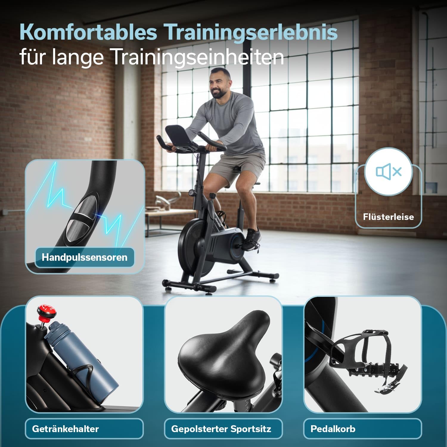 Skandika Spinning Bike Falk P8-HM rower treningowy, bezstopniowy hamulec magnetyczny, stalowa rama, wyświetlacz LCD, kompatybilna z aplikacją Bluetooth, do 125 kg, rower Speedbike, ergometr do domu