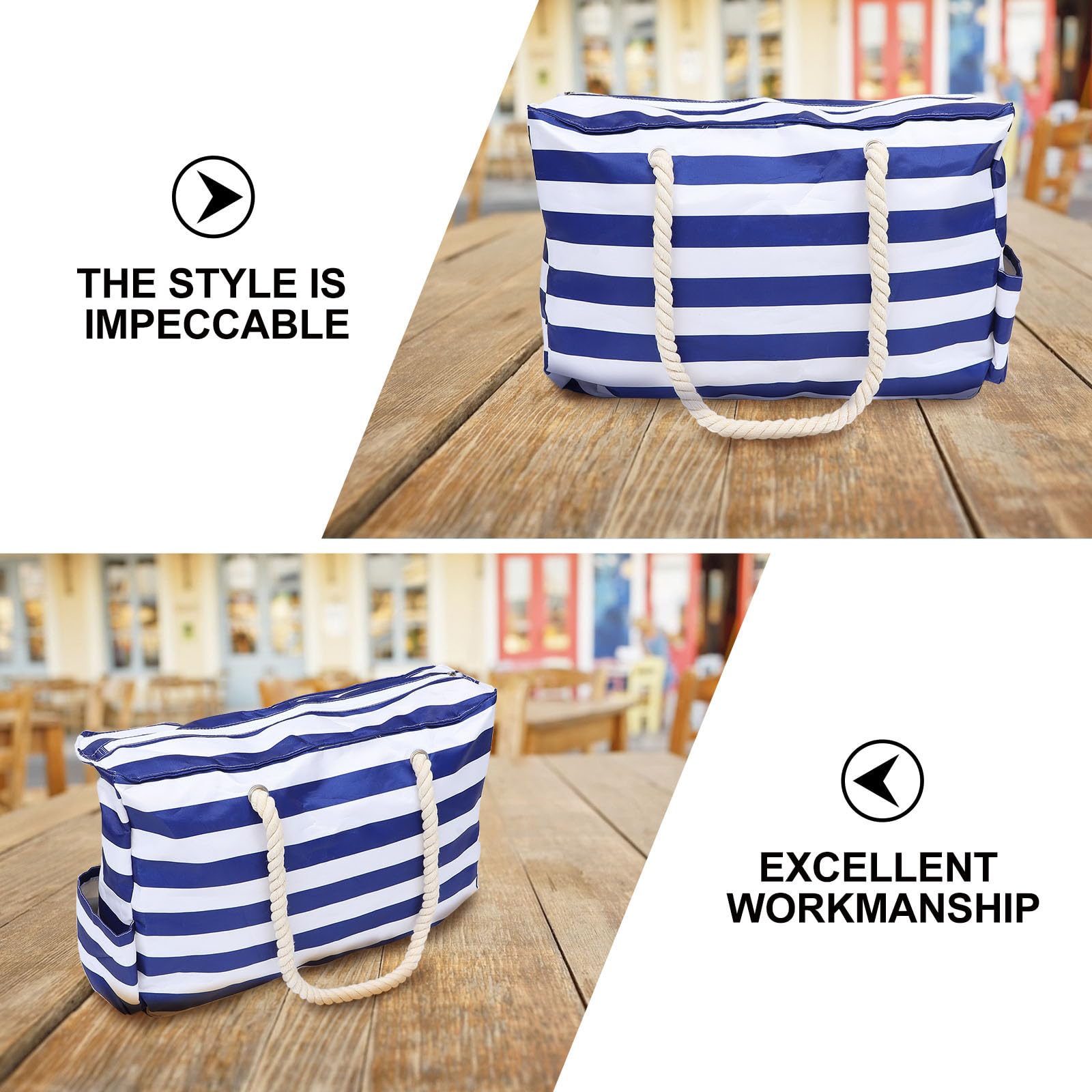 CHILDWEET Bolsa de playa grande Bolsa de playa de lona para mujer, impermeable, azul, para shopping y yoga, 1 pieza