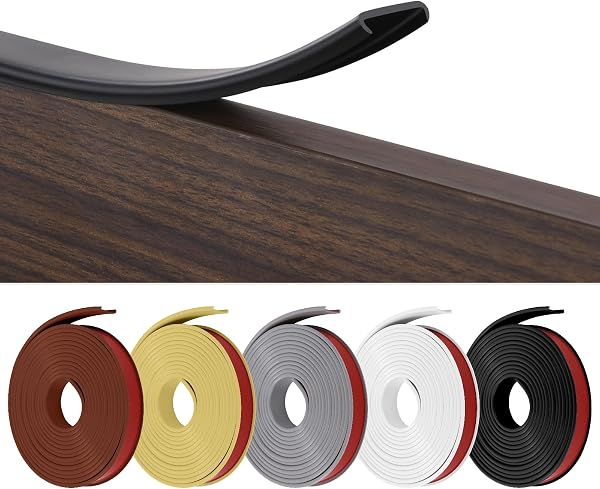 Flintronic U-Form Selbstklebend, Weichsockelleiste für Küche und Badezimmer, Möbelkantenband, Flexible TPE Faltbarer Kantenschutz für Schrankkanten,Abschlussleiste, Arbeitsplatten(Schwarz, 20mm *5m) - 1