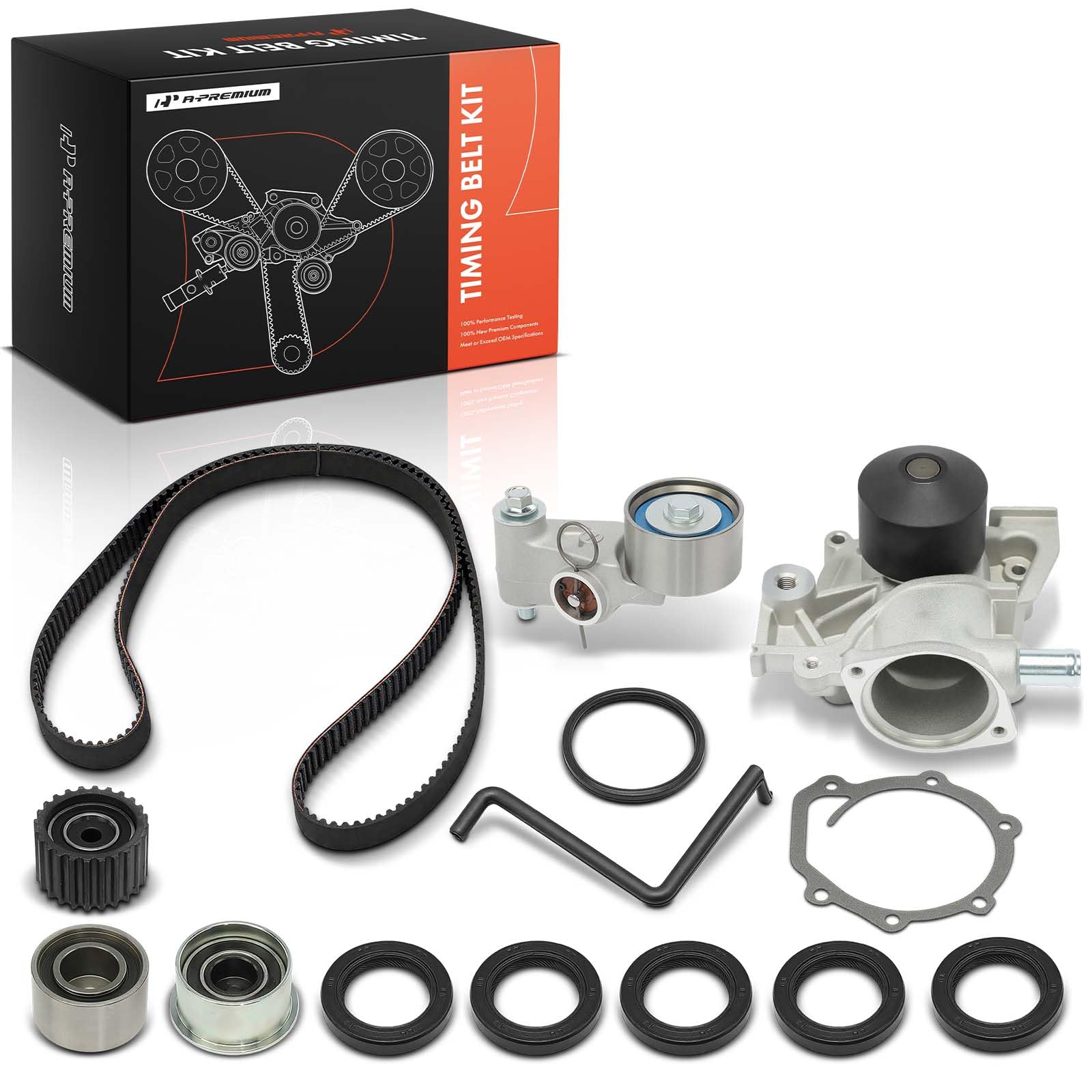 A-Premium Kit cinghia dentata motore + pompa acqua W/tenditore compatibile con Subaru Outback 2000-2005, Forester Impreza 1999-2005 e Saab 9-2X 92X 2005-2006 - 2.2L 2.5L