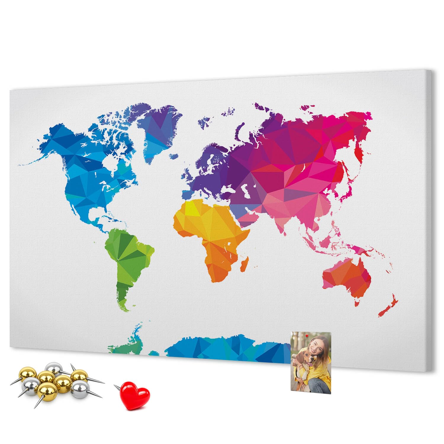 Pizarra mural de corcho 120x80 cm | Mapa abstracto del mundo