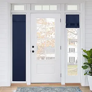 RYB HOME Sightlight French Door Curtains, Privacy Window Curtains Thermal Insulate Covering for Patio/Glass/Front Door, 12 inch x 69 inches, Navy, 1 Panel