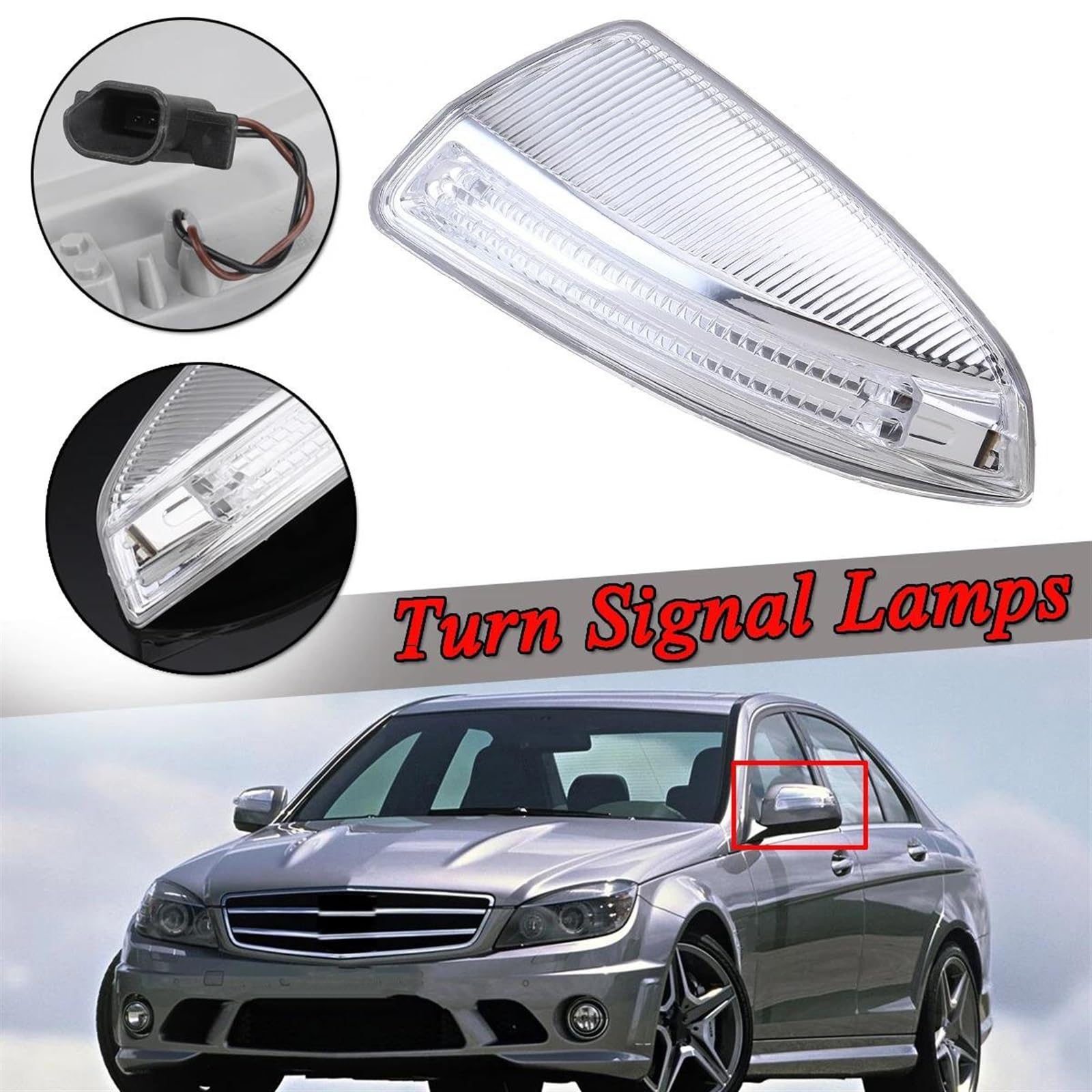 Clignotant Porte Latérale Mercedes W204 W164 ML – Lampe Rétroviseur Gauche, ABS Argenté, Plug & Play