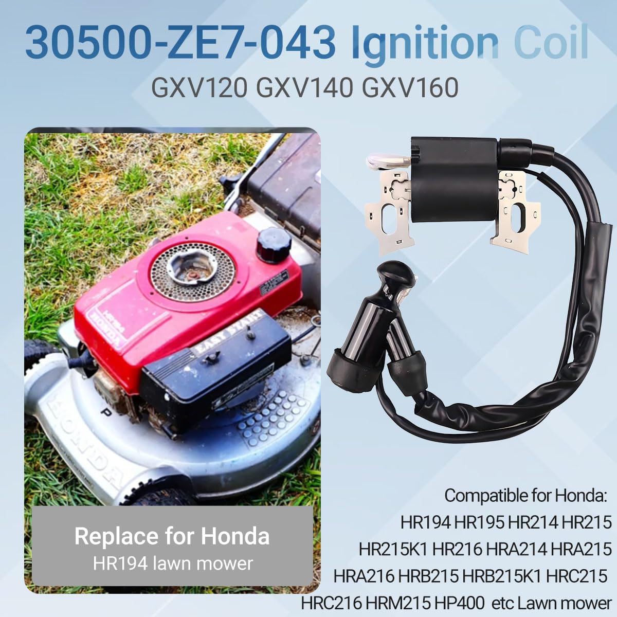 30500-ZE7-033 Bobina di accensione per Honda GXV120 GXV140 GXV160 HR194 HR195 HR214 HR215 HR216 HRA214 HRA215 HRA216 HRB215 HRC216 Assieme bobina per tosaerba Accensione 30500-ZE7-063
