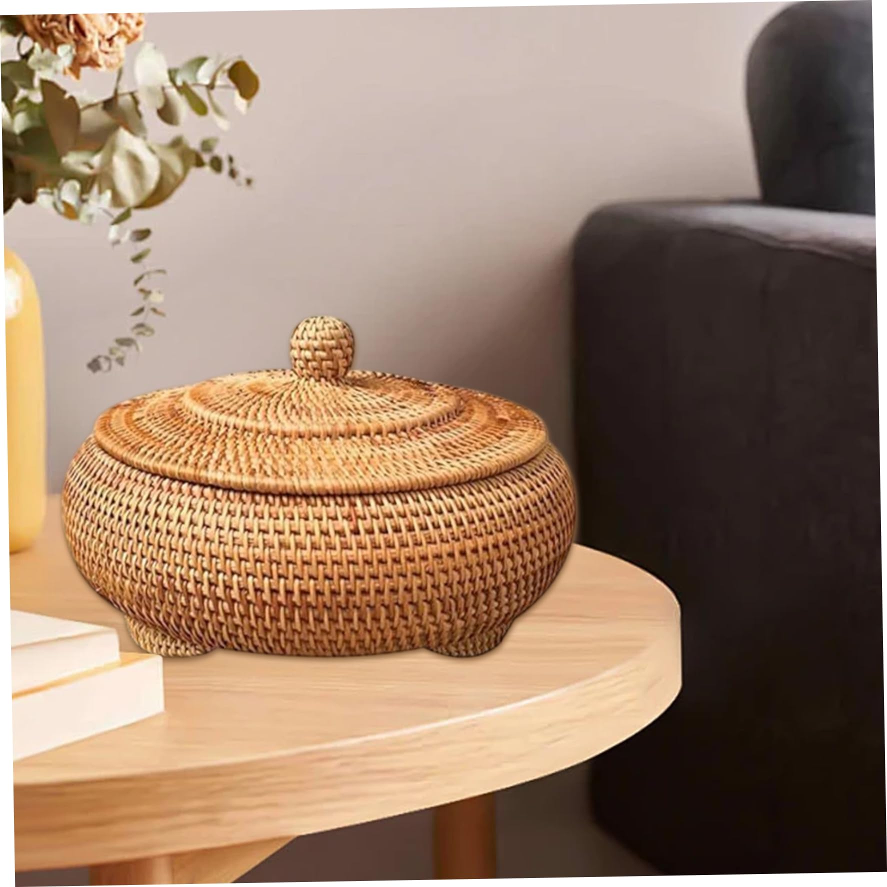 ラタン 蓋付きバスケット Amazon.co.jp: 蓋付き籐収納バスケット、蓋付き丸型ラタンボックス