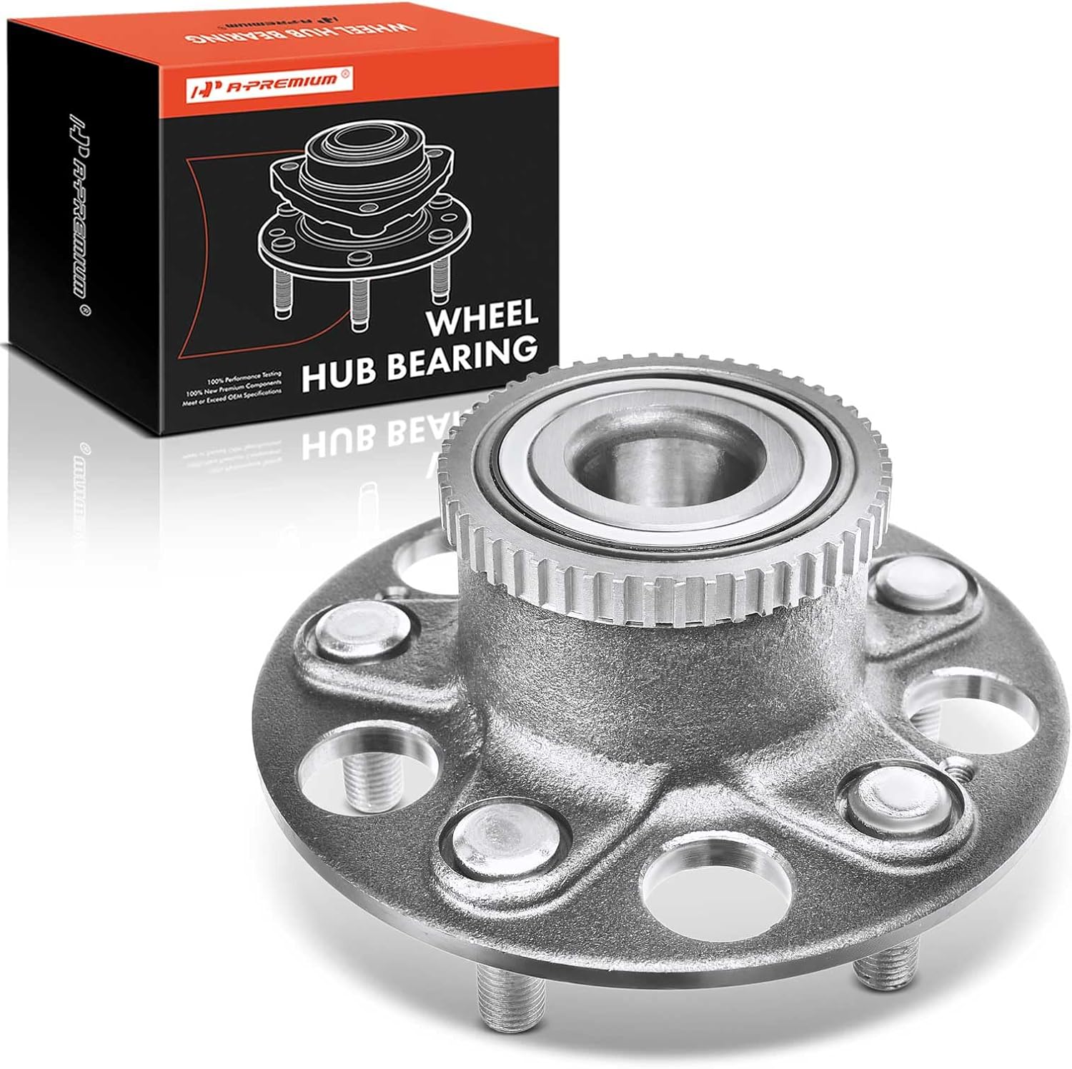 A-Premium Rear Wheel Bearing and Hub Assembly with ABS Ring & 5-Lug Compatible with Honda Accord 1998-2002 & Acura TL 1999-2003