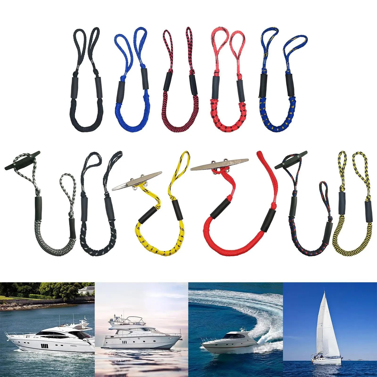 Cuerda elástica for Muelle, Cuerda de Amarre elástica ，Cuerdas náuticas(Red Black Dots)