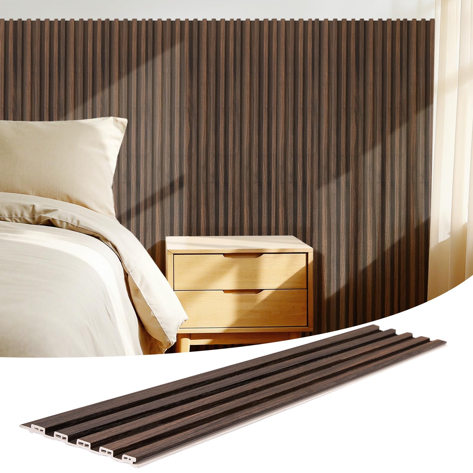 WPC Slat Wall Panels 16 Pack 48 x 6 inch Low Grille Walnut