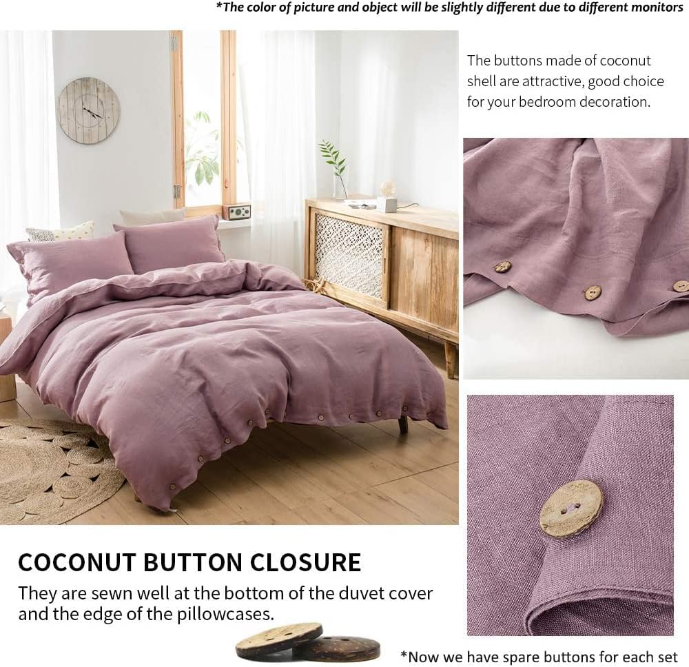 Dusty Rose Cotton Duvet Cover Stonewashed Cotton Bedding Soft Cotton Bedding Cover Twin, Full, Queen, Cotton Quilt Cover, Duvet Cover Buttoned (Twin XL)