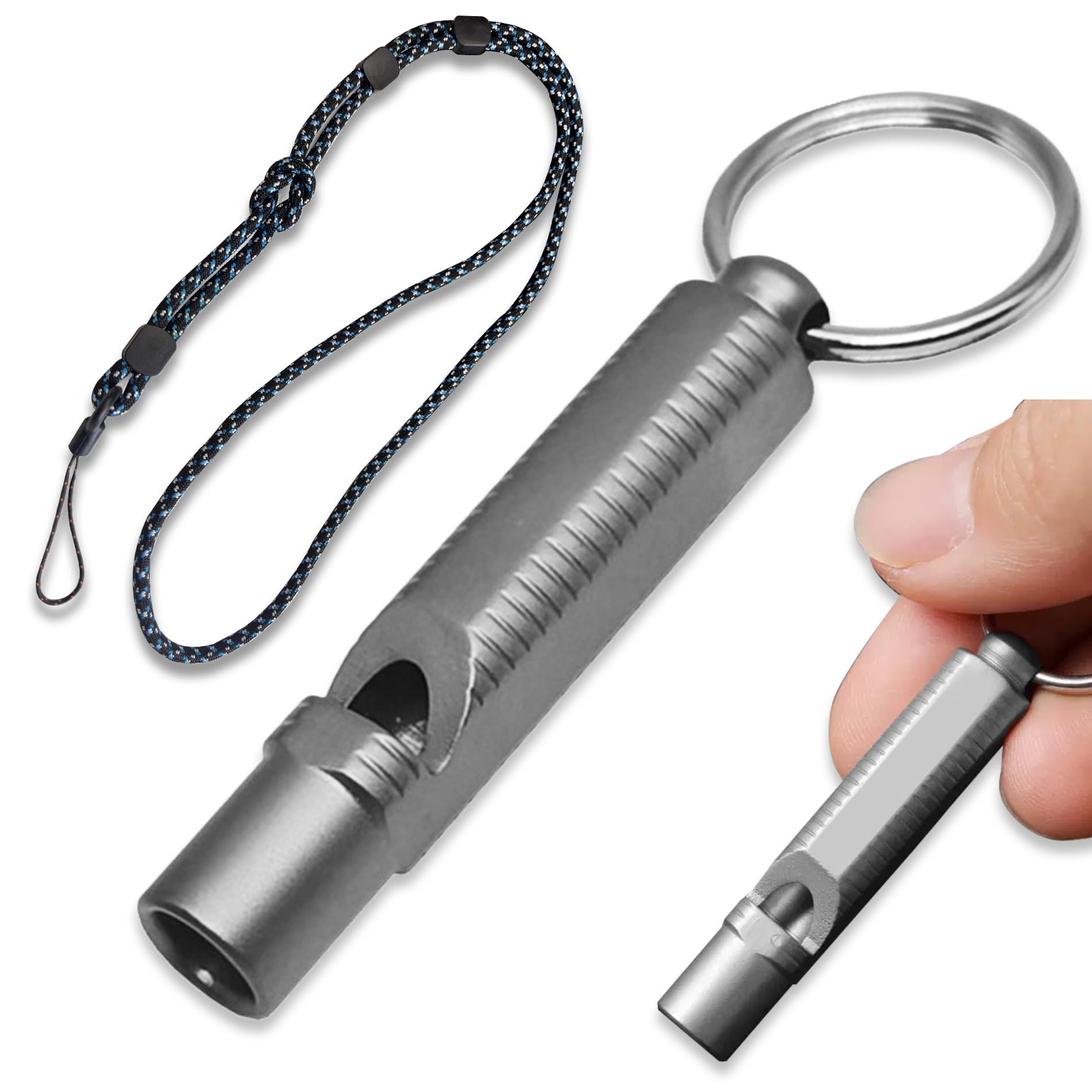 1 PCS Titanium Survival Whistle, 120dB High-Pitch Emergency Safety Single-Tube Whistle, TC4 Titanium, for Outdoor, EDC, Hiking & Rescue, Lightweight 7.8g with Keychain & Adjustable Lanyard (Grey) โ image 1