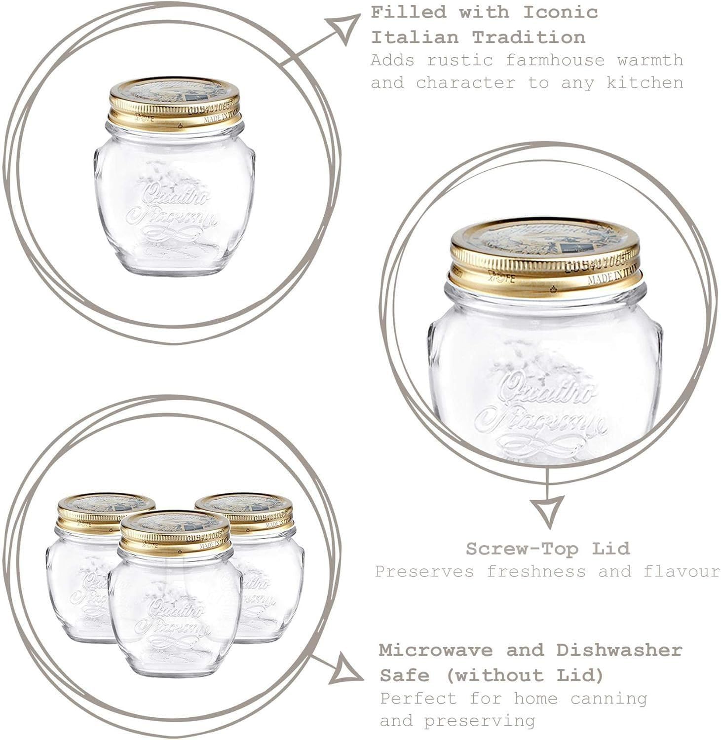Bormioli Rocco Quattro Stagioni Amphora Small Glass Canning Jar with Lid, 17 oz., Set of 12 - Image 5