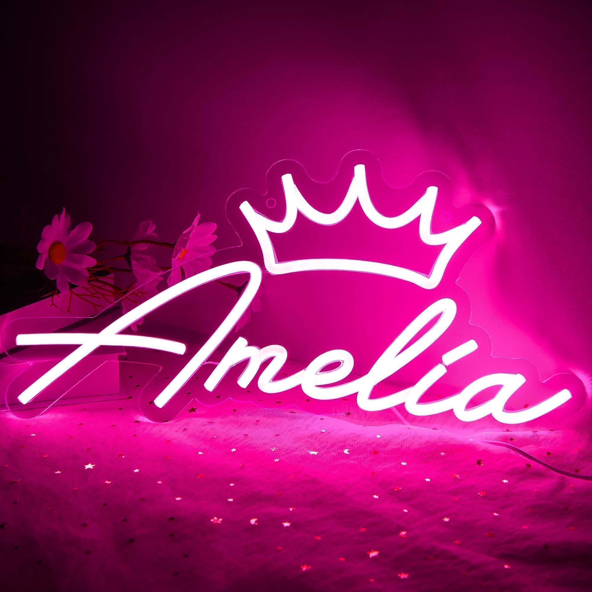 Amelia Name Neon Sign for Wall Decor LED Name Amelia Neon Light for Kids Bedroom,Birthday Party Decor,Neon Sign Customizable for Girl,Birthday Name
