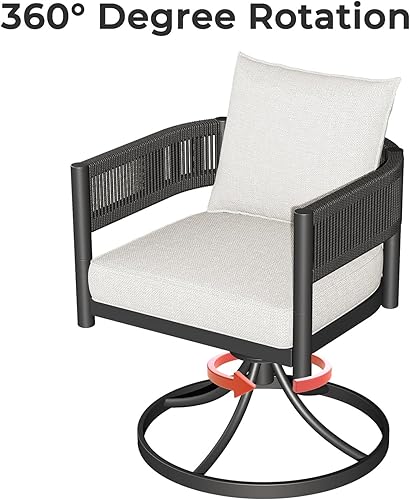 Miniatura 2 de Grand patio - Juego de 2 sillas de comedor para exteriores, 2 piezas de sillas de comedor de patio, sillas giratorias de mimbre entretejido de metal