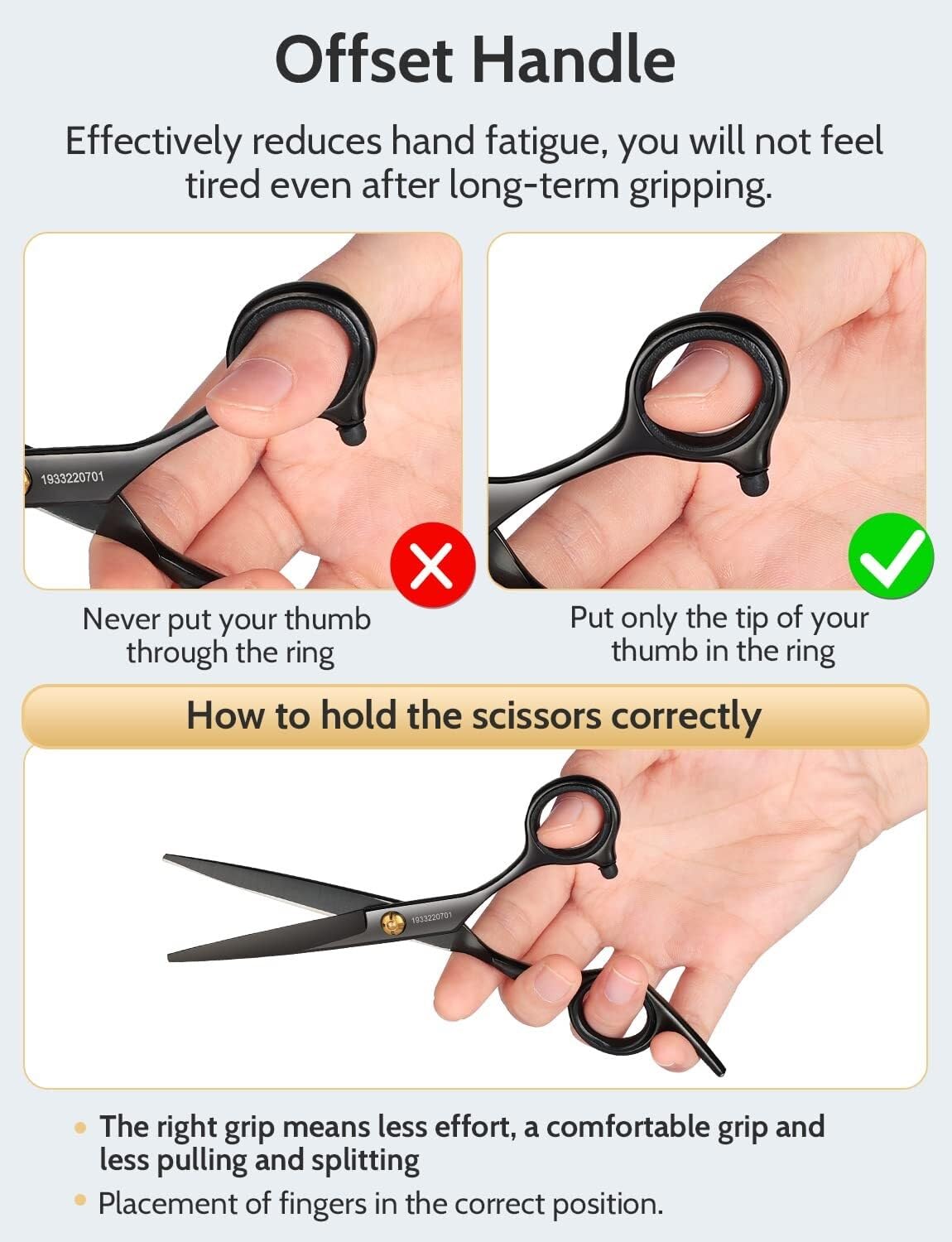 Tijeras profesionales para cortar el cabello - Tijeras de barbero de acero inoxidable de 6.5" para un corte preciso