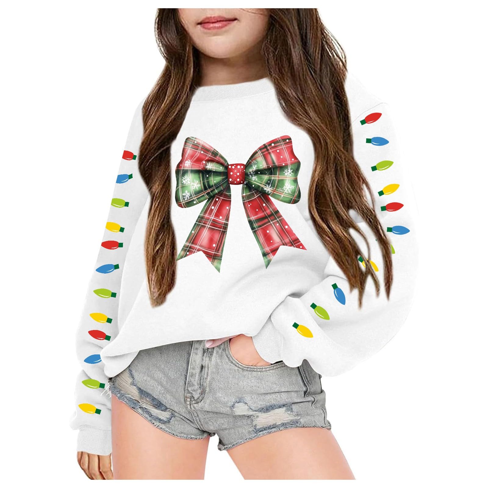 SHINEHUA Pull De Noël Pour Femme - Col Rond à Manches Longues - Décontracté Pour Adolescentes Et Filles, Gris Hj1, M