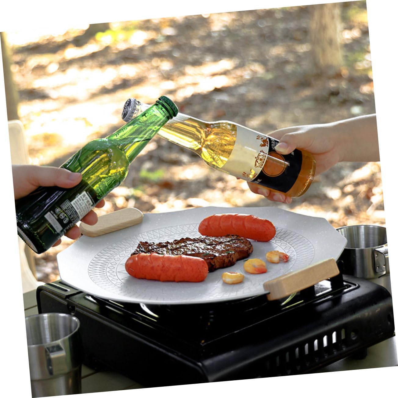 HEMOTON Piastra Da Barbecue Antiaderente Per Grigliate All Aperto Per Pesce e Verdure Design Compatto e Resistente