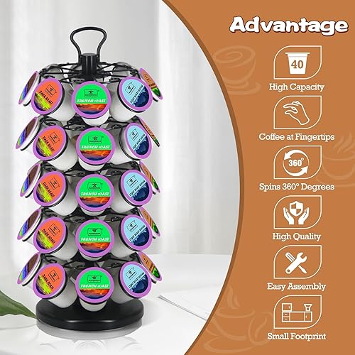 Vista 14 de Portavasos K, soporte para tazas K, soporte para tazas K, carrusel de taza K, soporte organizador de almacenamiento para cápsulas de café