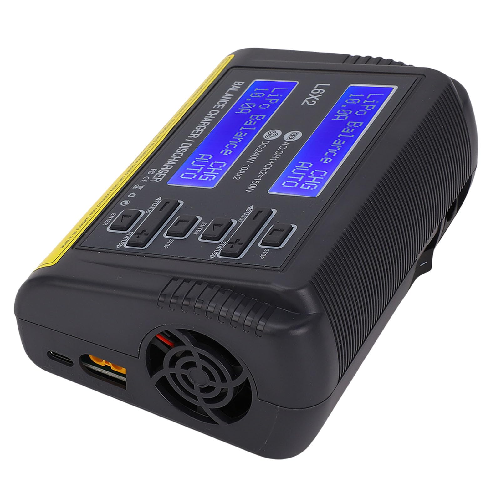 Drfeify Ładowarka Akumulatorów Lipo Dwukanałowa 150W do Modeli RC | 2 Niezależne Obwody, Kompatybilny z LiPo/LiFe/NiMH, Wejście AC/DC, Ognioodporna Obudowa, Chłodzenie wentylatorem.