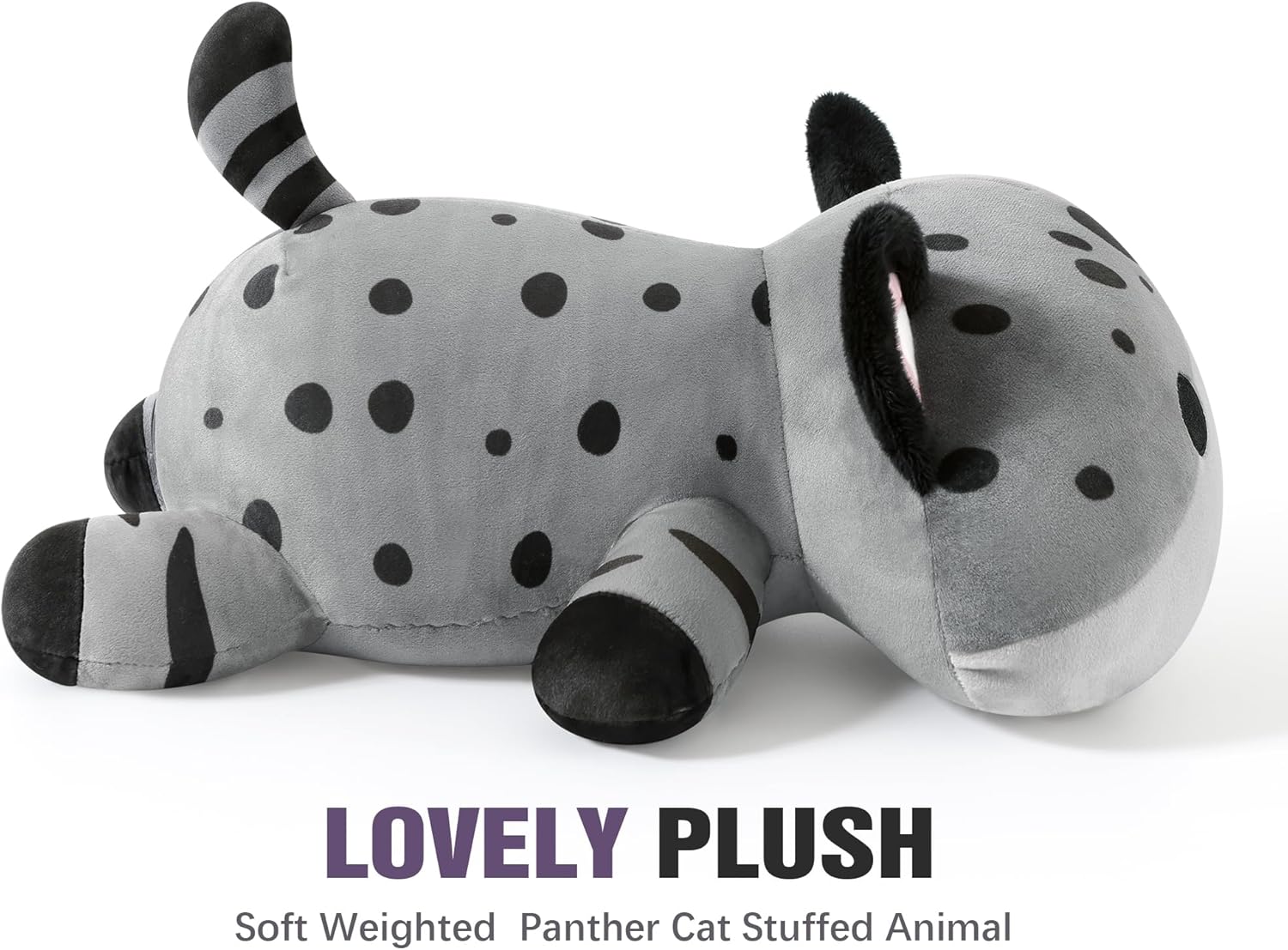 Onsoyours Original Weighted Panther Cat Plush, Cute 13.8"|1.8 Pound Hugging Black Leopard Kitty Weighted Stuffed Animal, Soft Collectible Gift for Kids & Adults