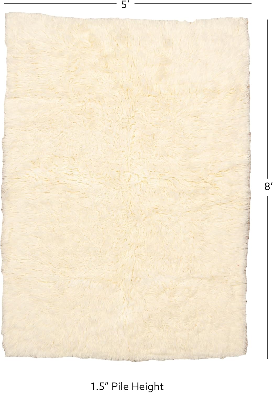 Linon Flokati 5-Foot by 8-Foot Rug, 1400-Gram, Natural