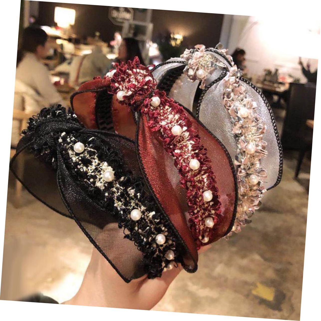 Didiseaon 9 Piezas Diadema De Cuentas Diadema Con Ancho Tocado Cosplay Ancha De Pelo Liso De Lazo De Pelo De Fiesta De Mujer Venda Flor Conciso Corea Del Sur