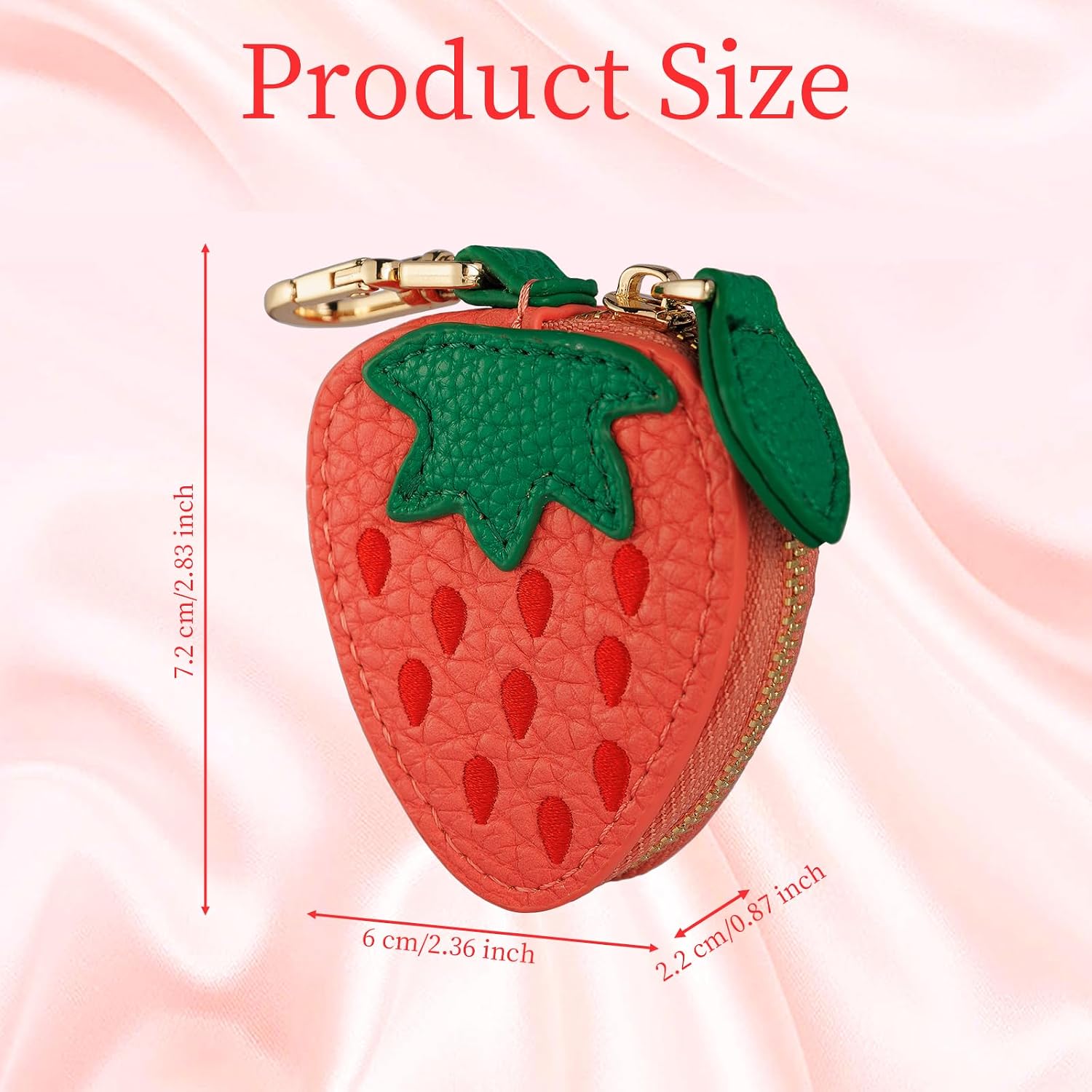 Fruit Coin Purse Bag Charm Keychain, Mini Charm Kawaii Leather Coin Purse Pouch Holder for Airtag Handbag Tote Wallet image 2