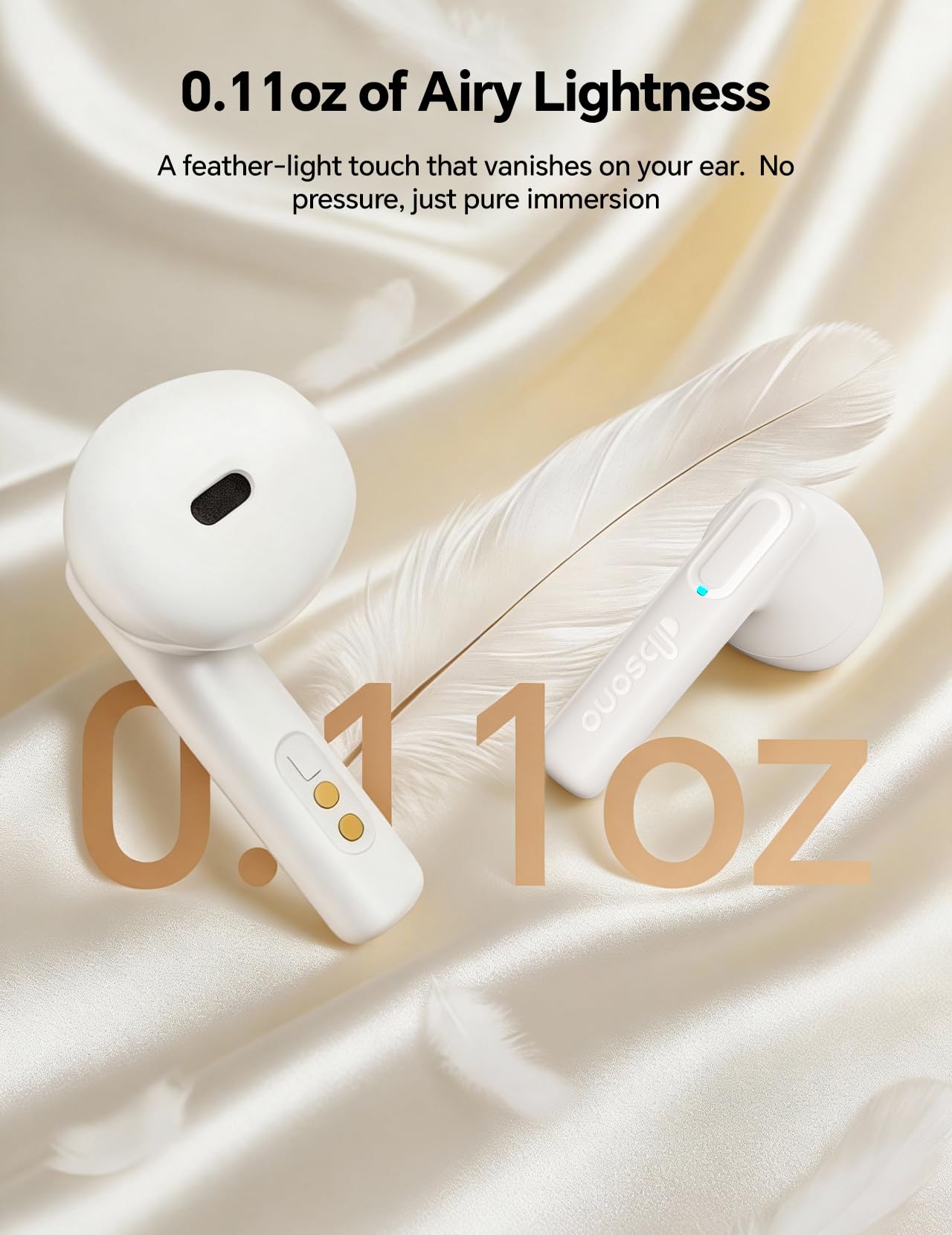 True Wireless Earbuds Bluetooth Headphones: Ultra-Lightweight Bluetooth Earbuds for All-Day Comfort, Waterproof TWS Ear Buds with Mic, 25H Playtime, Earphones for iOS/Android, Work, Commute, Study