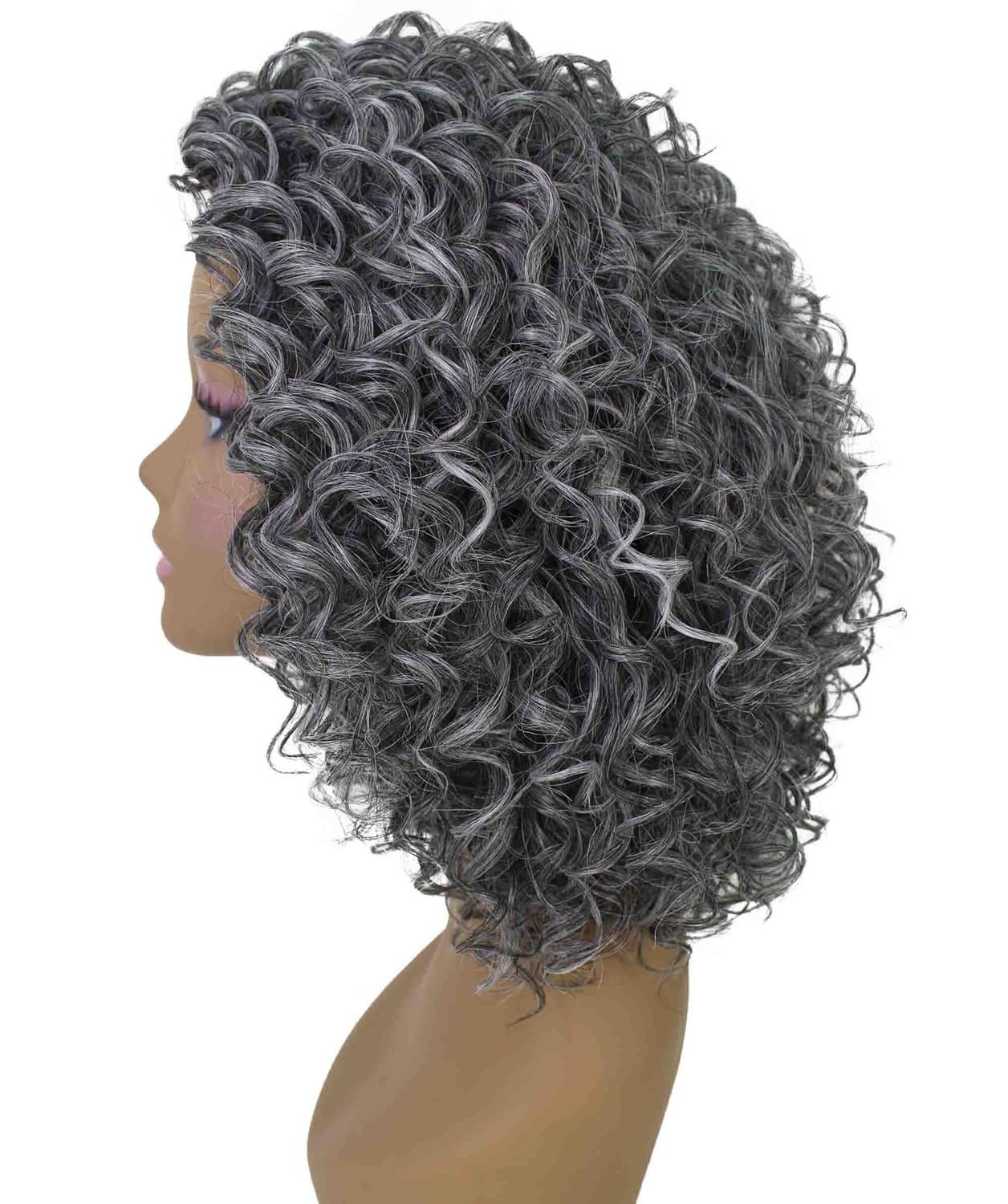 LUXLUXE Vale Curly Layered 13.5 in Long Half Wig No Lace Wig, Heat Resistant Fibers, 16+ Shades of Natural, Dip Dyed, & Blended Colors