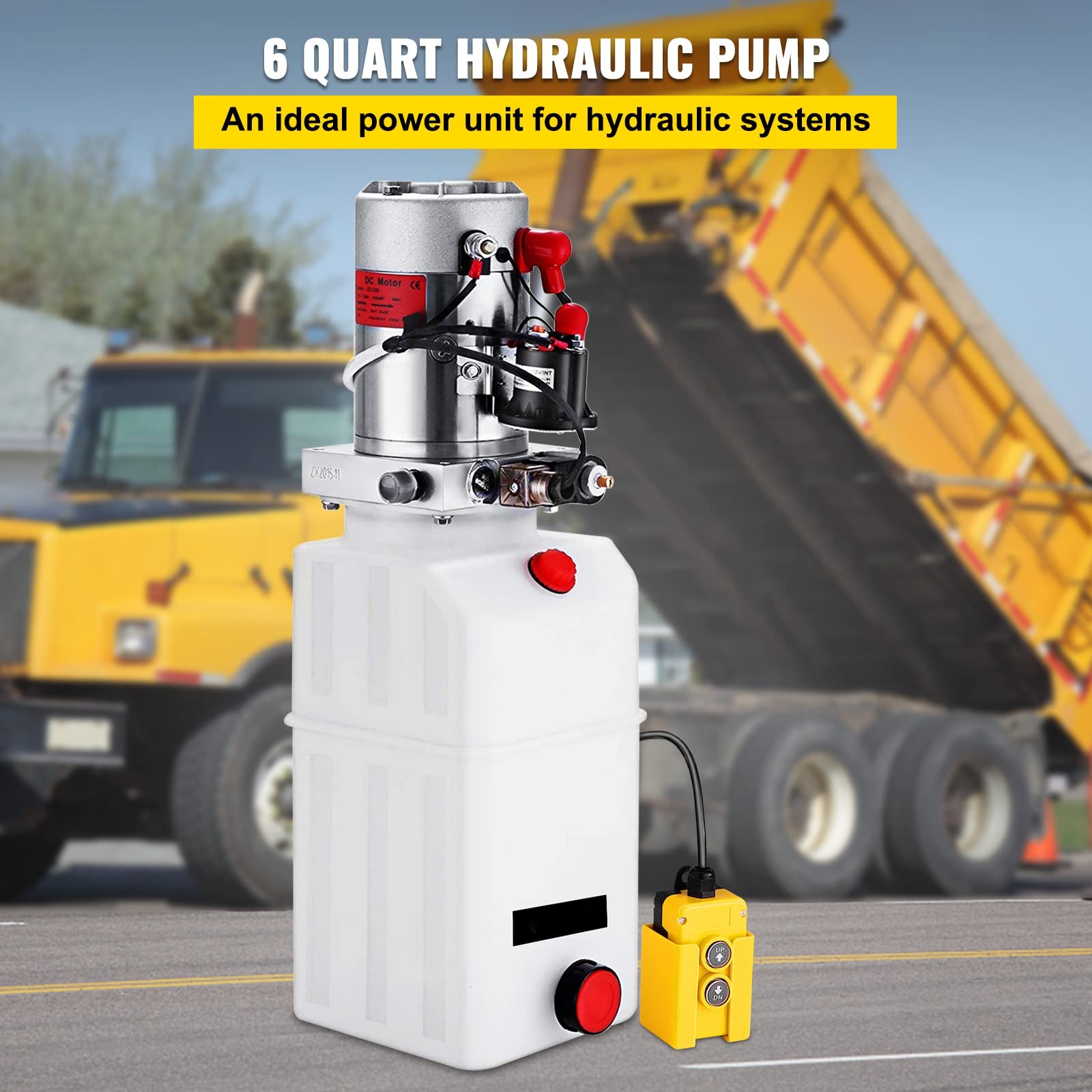 VEVOR Bomba Hidráulica 6L Bomba Hidráuli Eléctrica 2850R / MIN Bomba Hidráulica de Acción DC12V Bomba Hidráulica con Tanque de Combustible DC 12V Bomba Hidráulica de Acción Simple 1500 PS