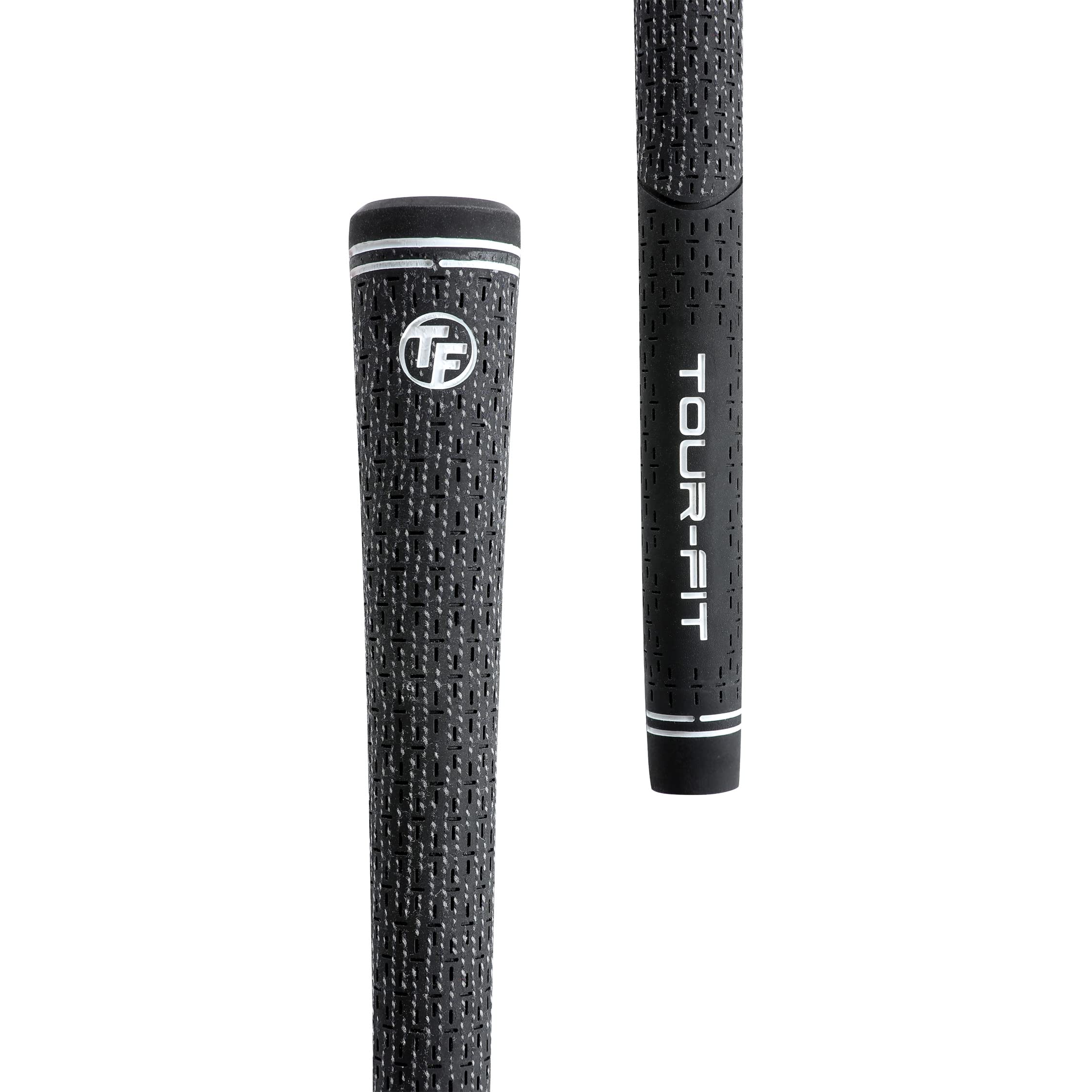 Tour Fit Dual Compound Golf Grips Premium Midsize Cord Wood Iron Golf Grip &Tape (All/Black (Midsize))