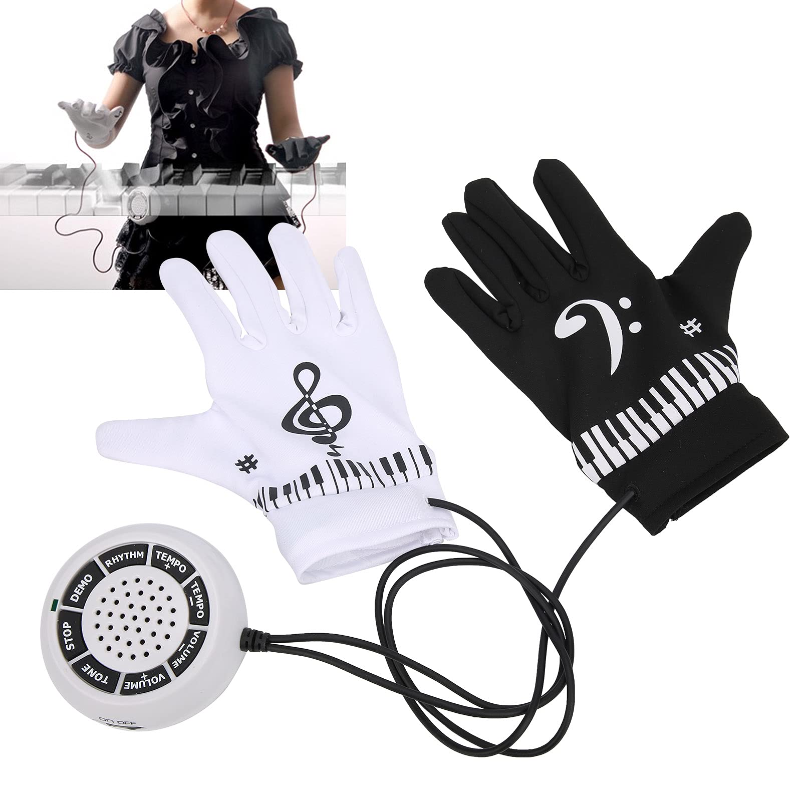 KIMISS Guanti per pianoforte elettronico senza fili, per musicisti, versione senza batteria, comodi e regolabili, per esercitarsi con la tastiera e prestazioni