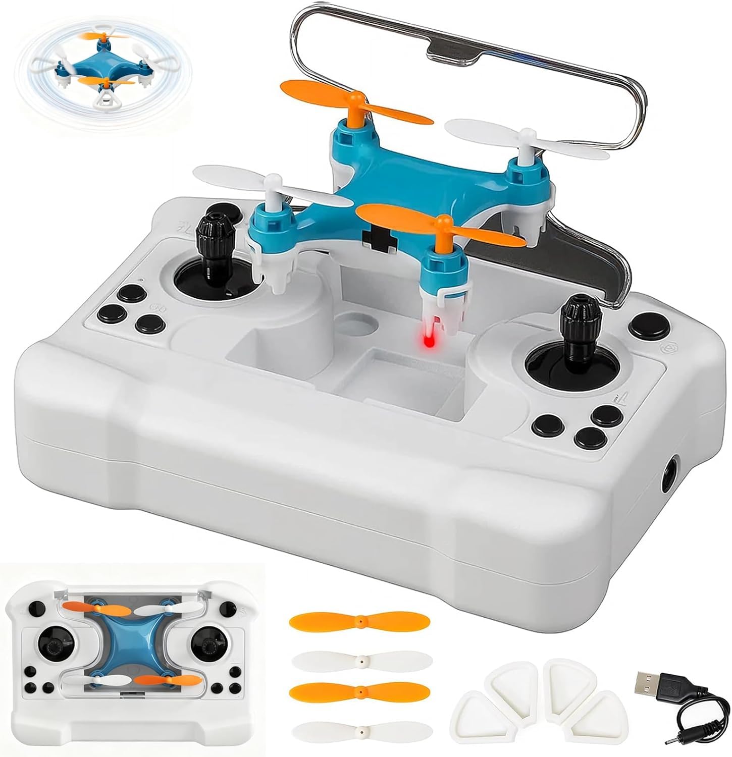 Mini Drone LED, Drone Mini Tous Âges avec Vols Acrobatiques Faciles, Trucs 360°, Parfait pour Débutants, Maintien d'Altitude LED et Protection des Hélices pour Intérieur/Extérieur (Blue)