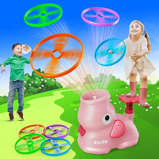 CPSYUB Outdoor Stomp Flying Disc Launcher Toys for Kids Ages 3 4 5 6 7 8 9 10, Elephant Butterfly Catching Game, Outside Yard Activities Chasing Toy, Outdoor Birthday for 3-8 Year Old Boys Girls