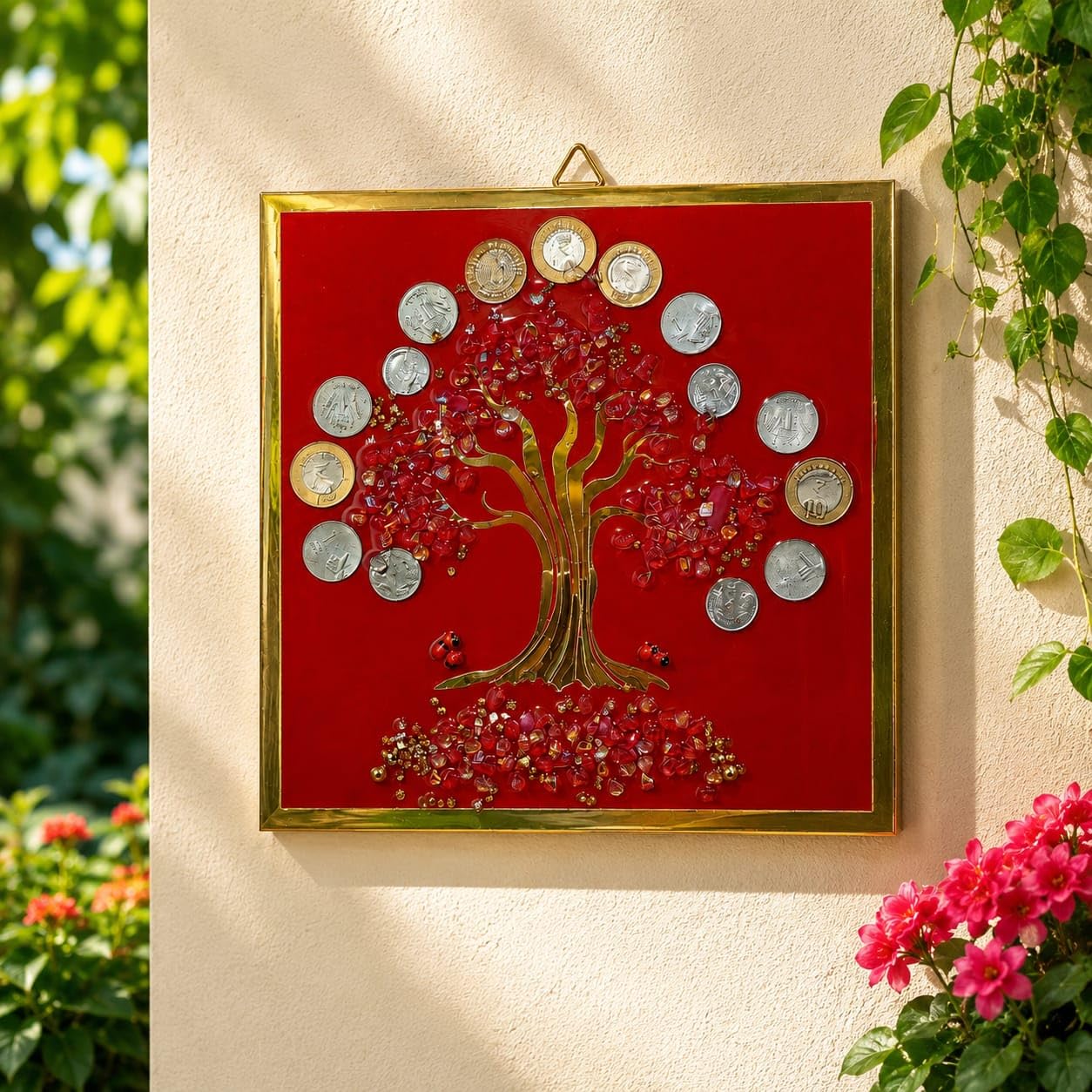 Premium Handmade Resin Art Money Tree Wall Frame with Coins | Wealth & Prosperity Tree Wall Decor | Luxury Home & Office Decoration (12X12)-image-29