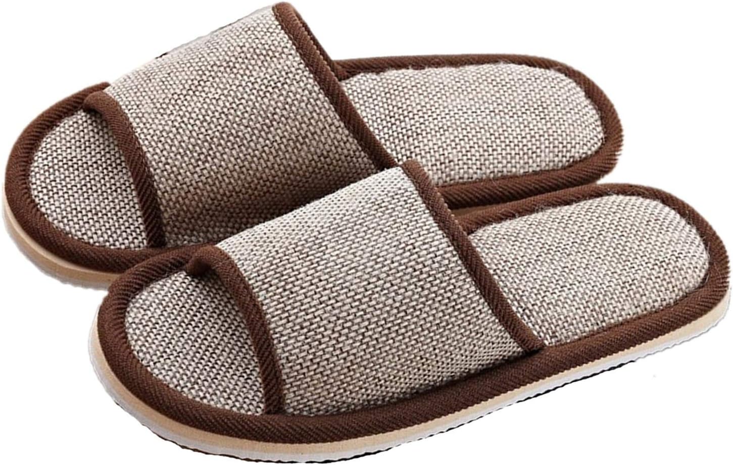 2 Pair of Open Toe Breathable Slippers, Spa Slippers，Linen Casual Slippers for Men and Women Universal Size Washable and Non-Disposable Waffle