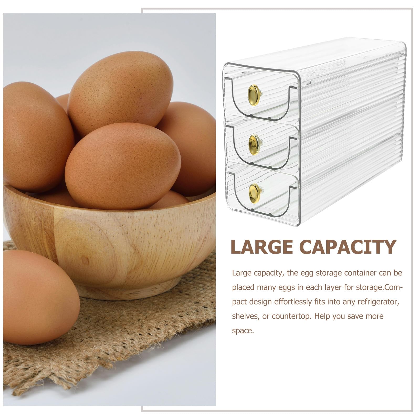 Contenedor de Huevos para Refrigerador de 3 Capas Abs Naranja | Diseño Auto-rolling, Gran Capacidad, Ahorro de Espacio en Cocina