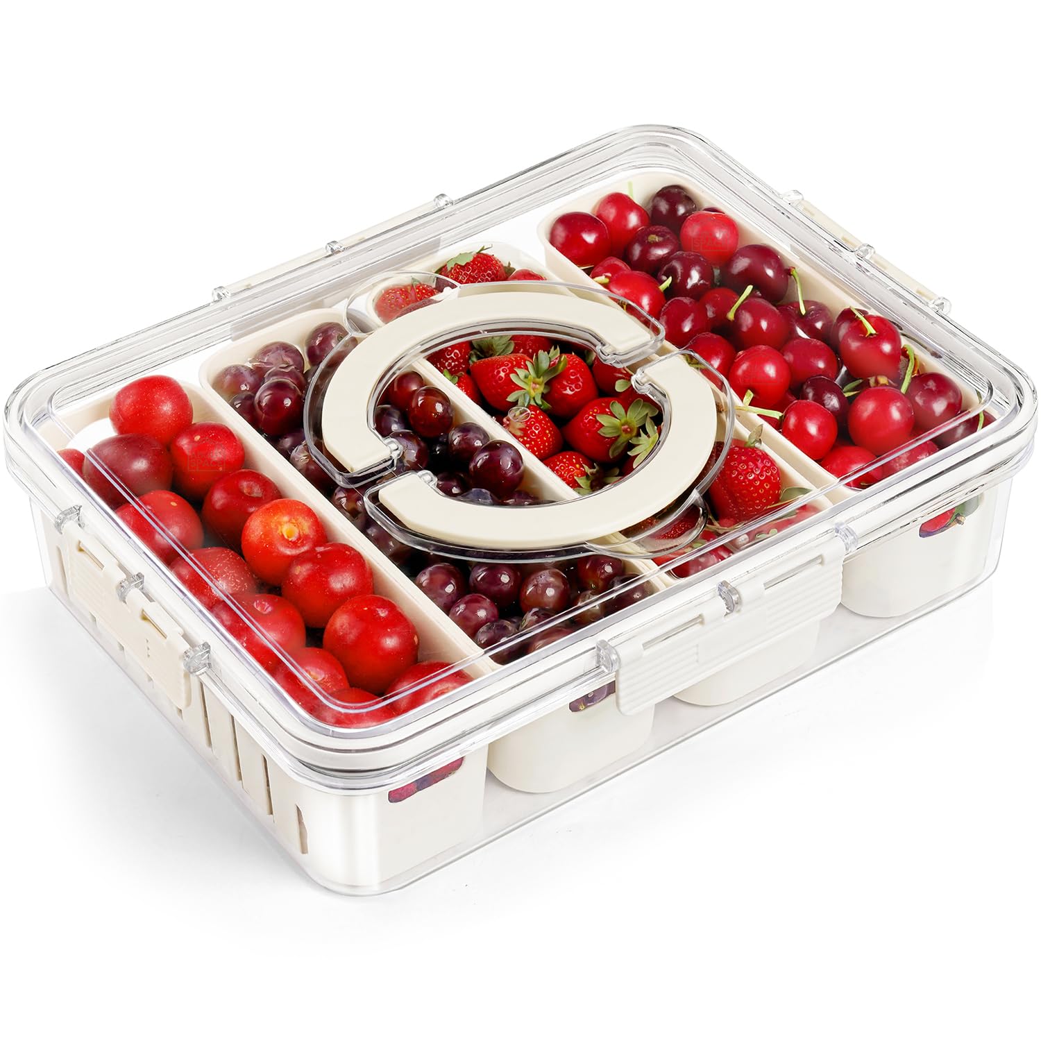 ABOUT SPACE Pp Plastic Fridge Organiser - 4 Partition Fridge Containers For Storage With Lid & Handle Airtight Kitchen Veggies Nuts Snack Tray For Serving With Lid (L31 X B24 Xh7Cm), Transparent (B0D66HW7Y1) Amazon Price History, Amazon Price Tracker