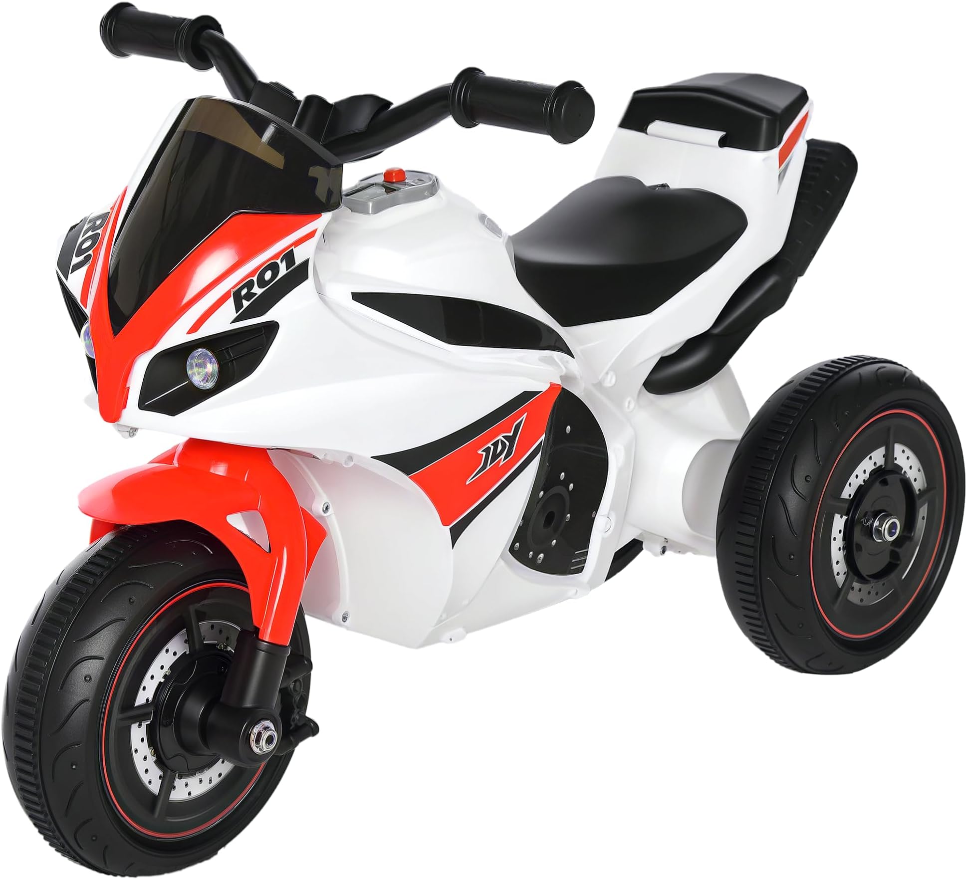 HOMCOM Kids Ride-On Police Bike 3-Wheel Vehicle w/Music Lights Seat Handlebars Toddler NO POWER Child Learning Fun Development 18-36 Months White