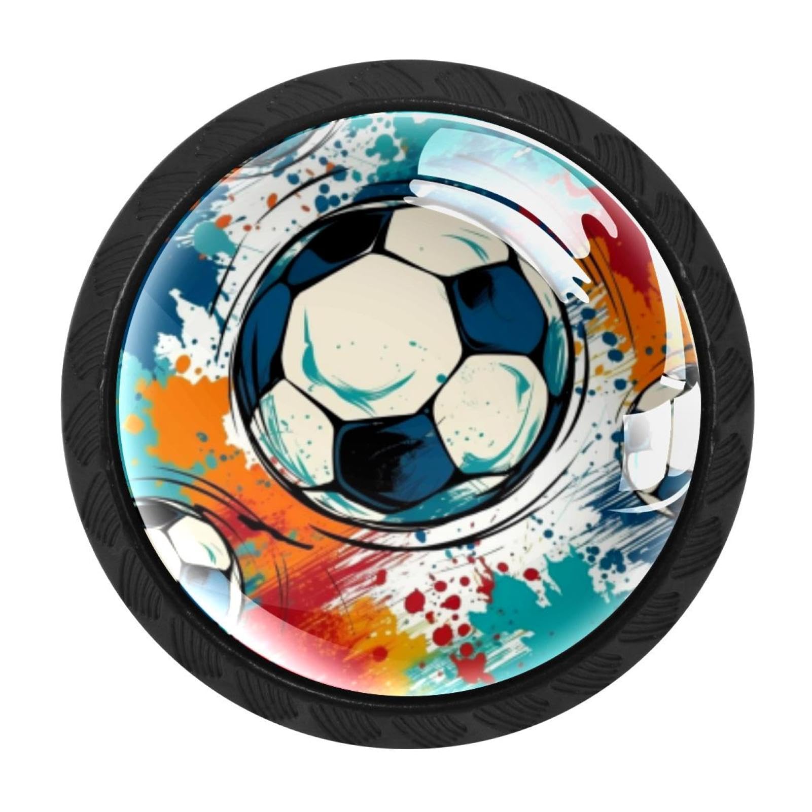 Chenzzzz Multicolored 03 4 Pack Football Soccer Drawer Knob Cabinet Hardware