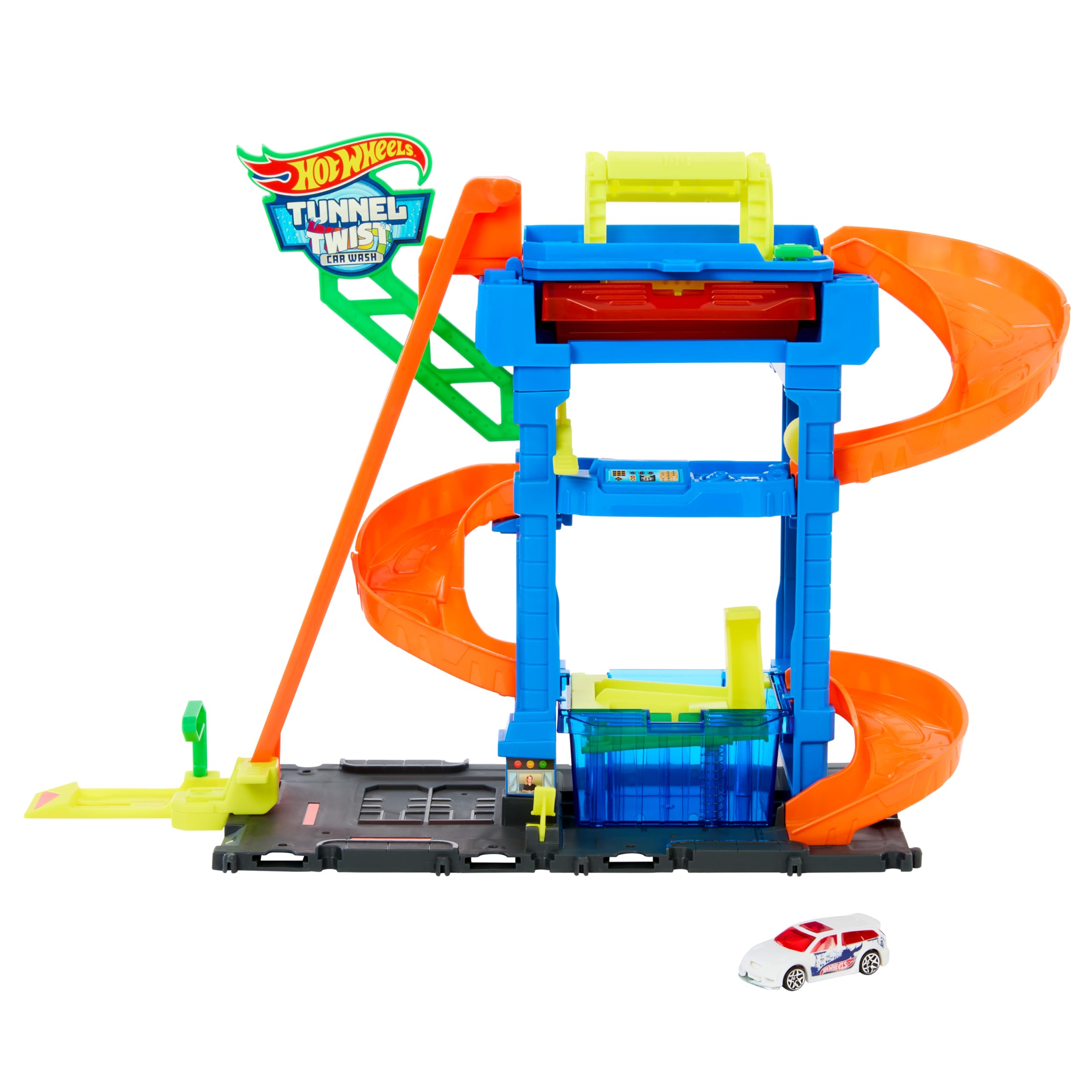 Hot Wheels 'Let's Race' Netflix - Autolavaggio con Tunnel, playset con pista e tunnel che spruzza acqua, include 1 veicolo in scala 1:64 cambia-colore in acqua calda e fredda, 3+ anni, HTN80