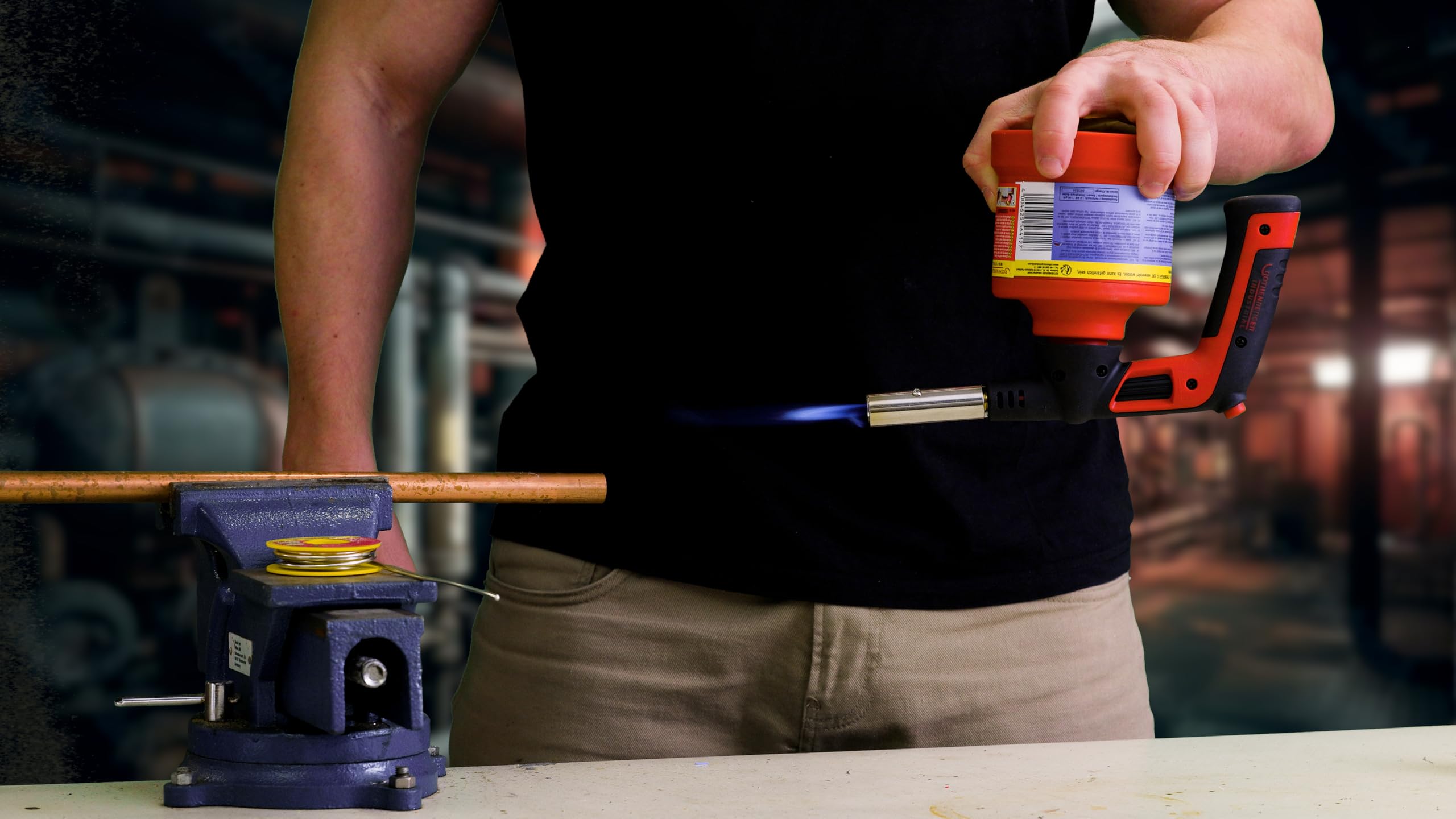 CFH Soldeermeister PZ 5000 Soldeerbrander zonder patroon, gas soldeerapparaat voor zacht solderen en hard solderen met ergonomische handgreep, traploos regelbare vlam