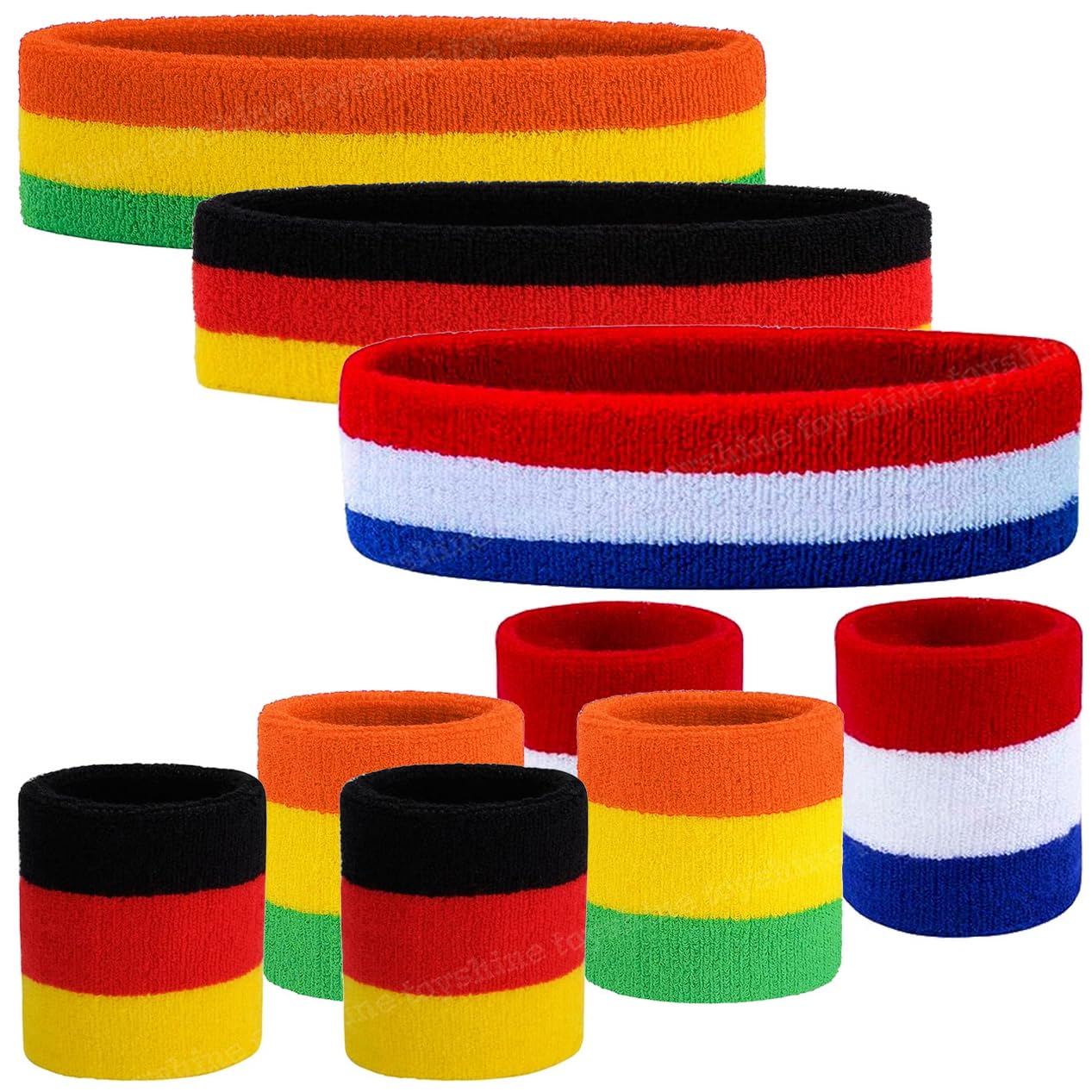 Toyshine 9 Pieces Sweatbands Set, Includes Sports Headband and Wrist Sweatbands Striped Sweat Band for Athletic Men and Women - Multicolor (B0CBX5RCD3) Amazon Price History, Amazon Price Tracker