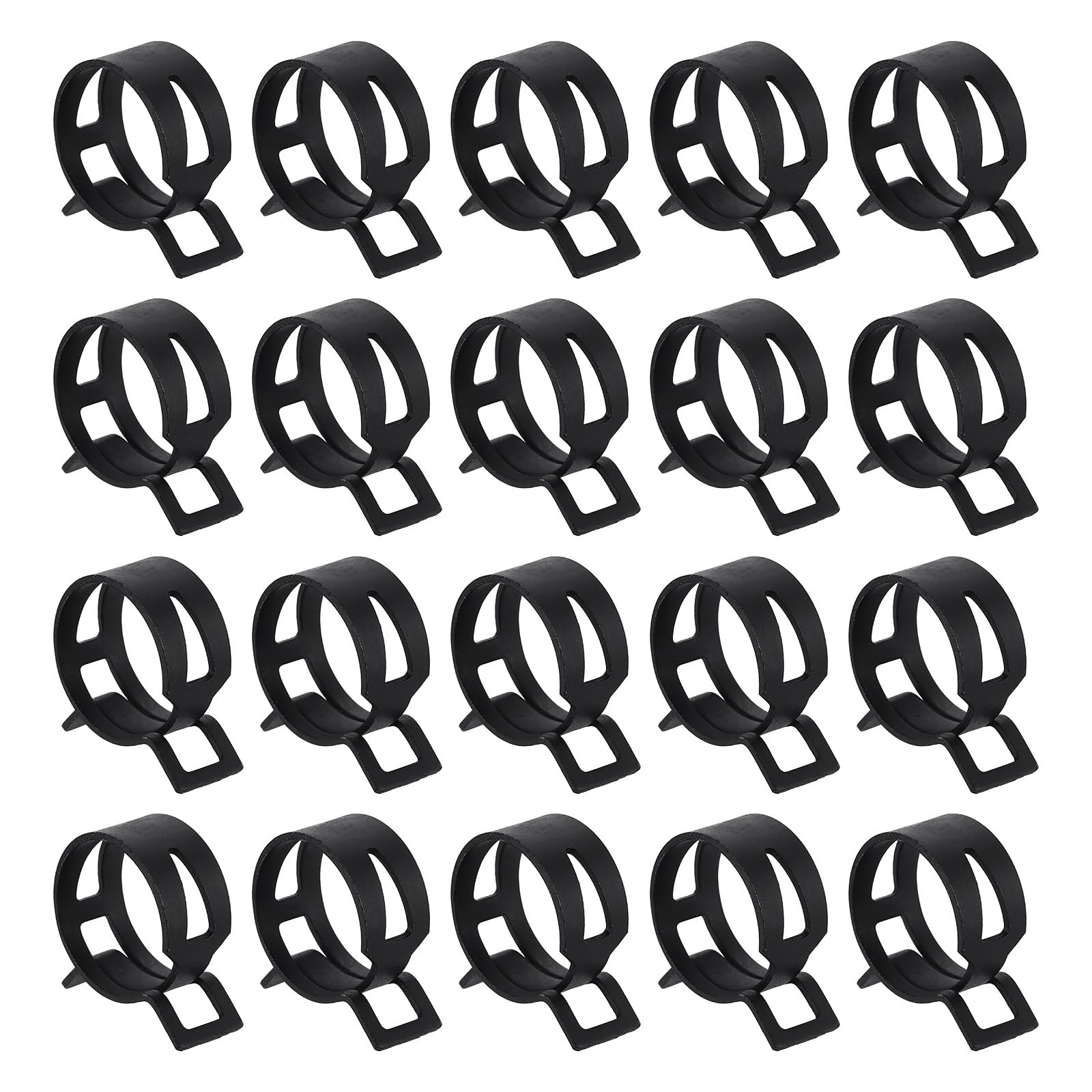 sourcing map 20pcs Spring Band Type Hose Clamps 27mm Fuel Line Hose Spring Clip Silicone Vacuum Hose Pipe Clamp Low Pressure Tube Clip Fastener, Black